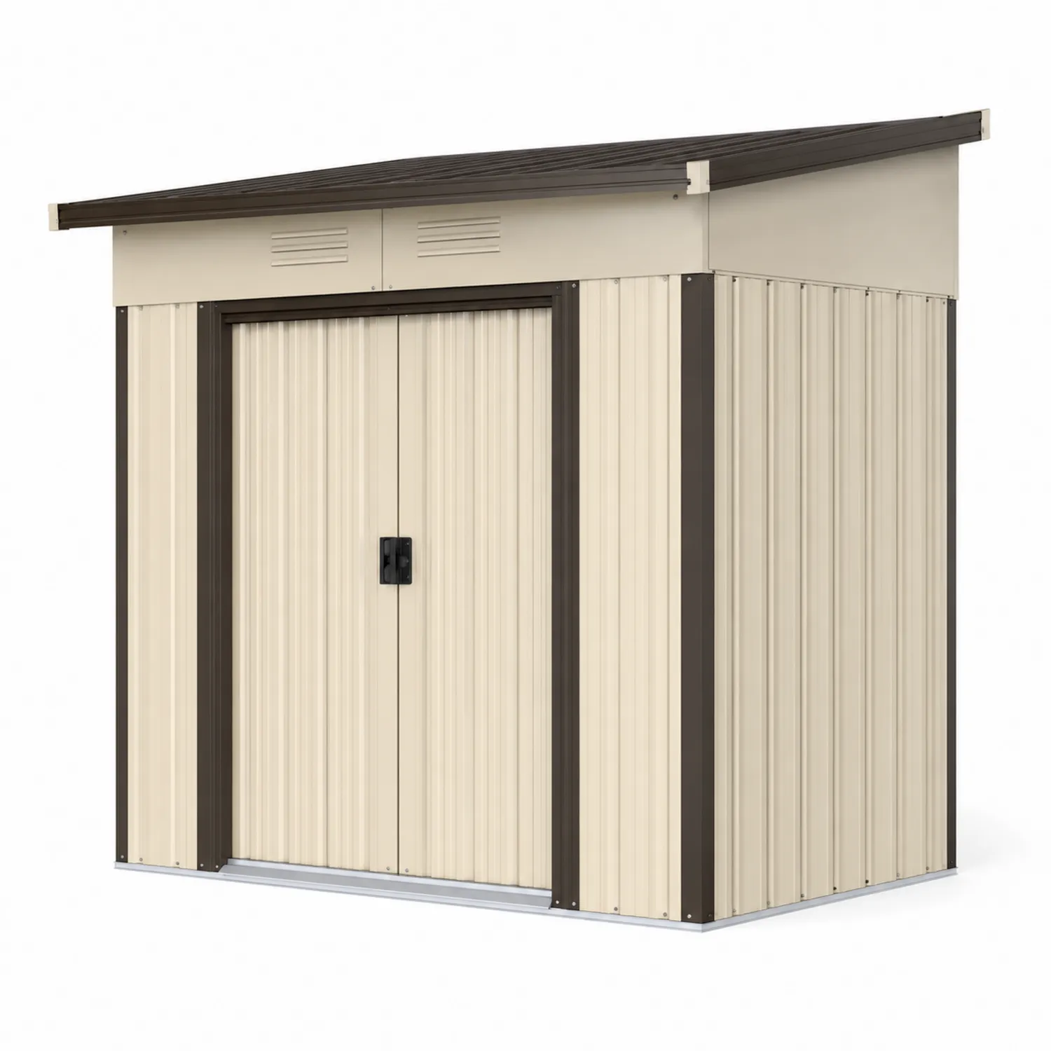 Metallgartenhaus Beige/Braun mit Pultdach 213x127x185 cm-Belleatelierco