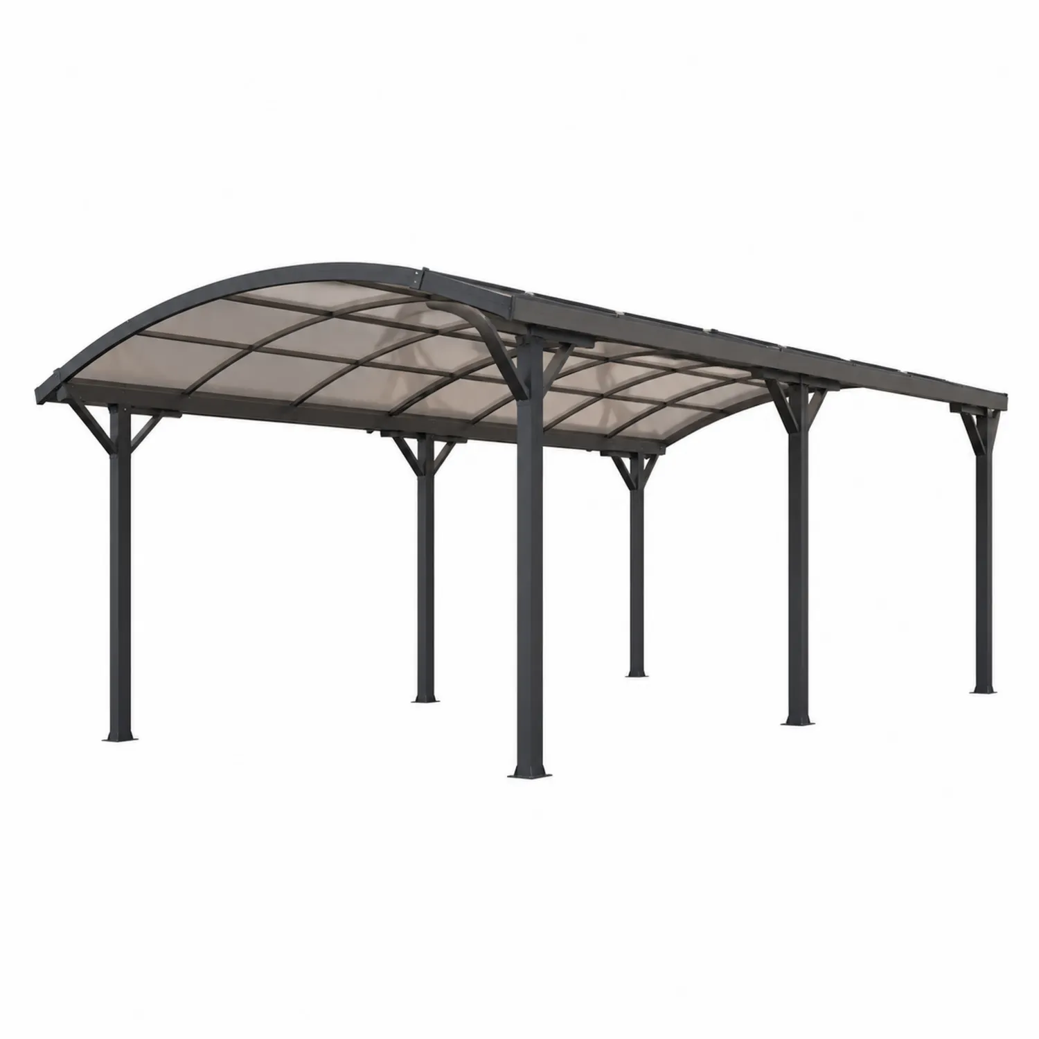 Aluminium Carport mit gebogenem Polycarbonat-Dach Grau-Belleatelierco