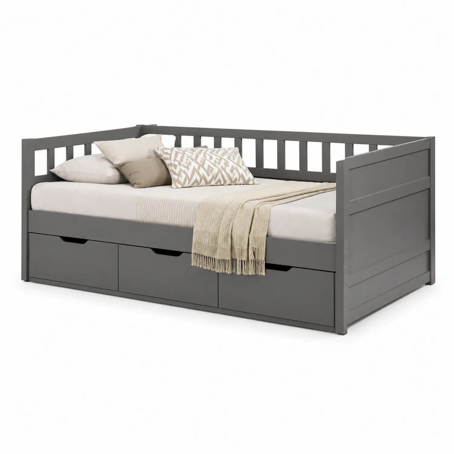 Holztagesbett mit Schubladen Grau 200x90 cm-Belleatelierco