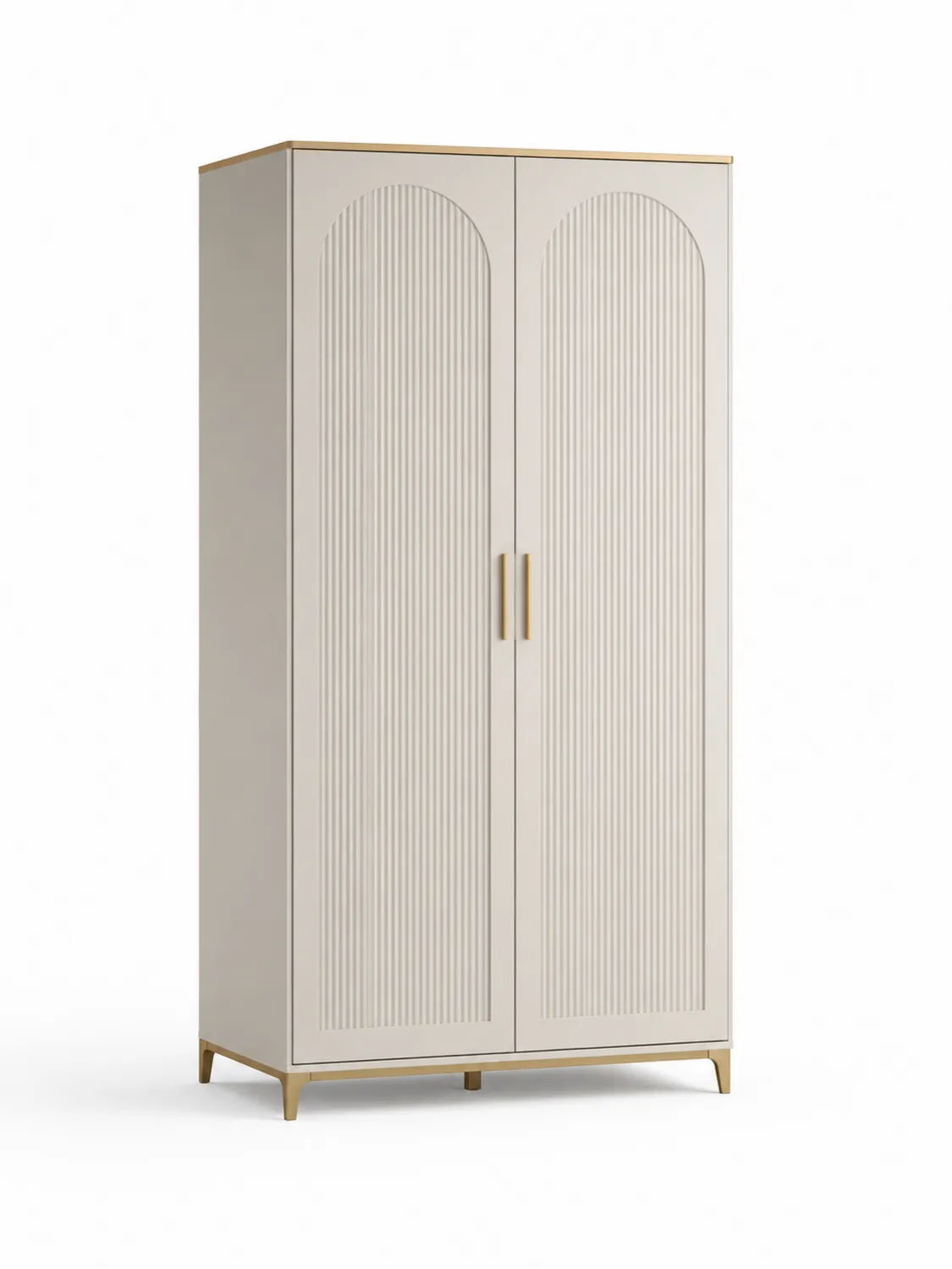 Zweiflügeliger Kleiderschrank MDF Beige und Metall 200cm-Belleatelierco