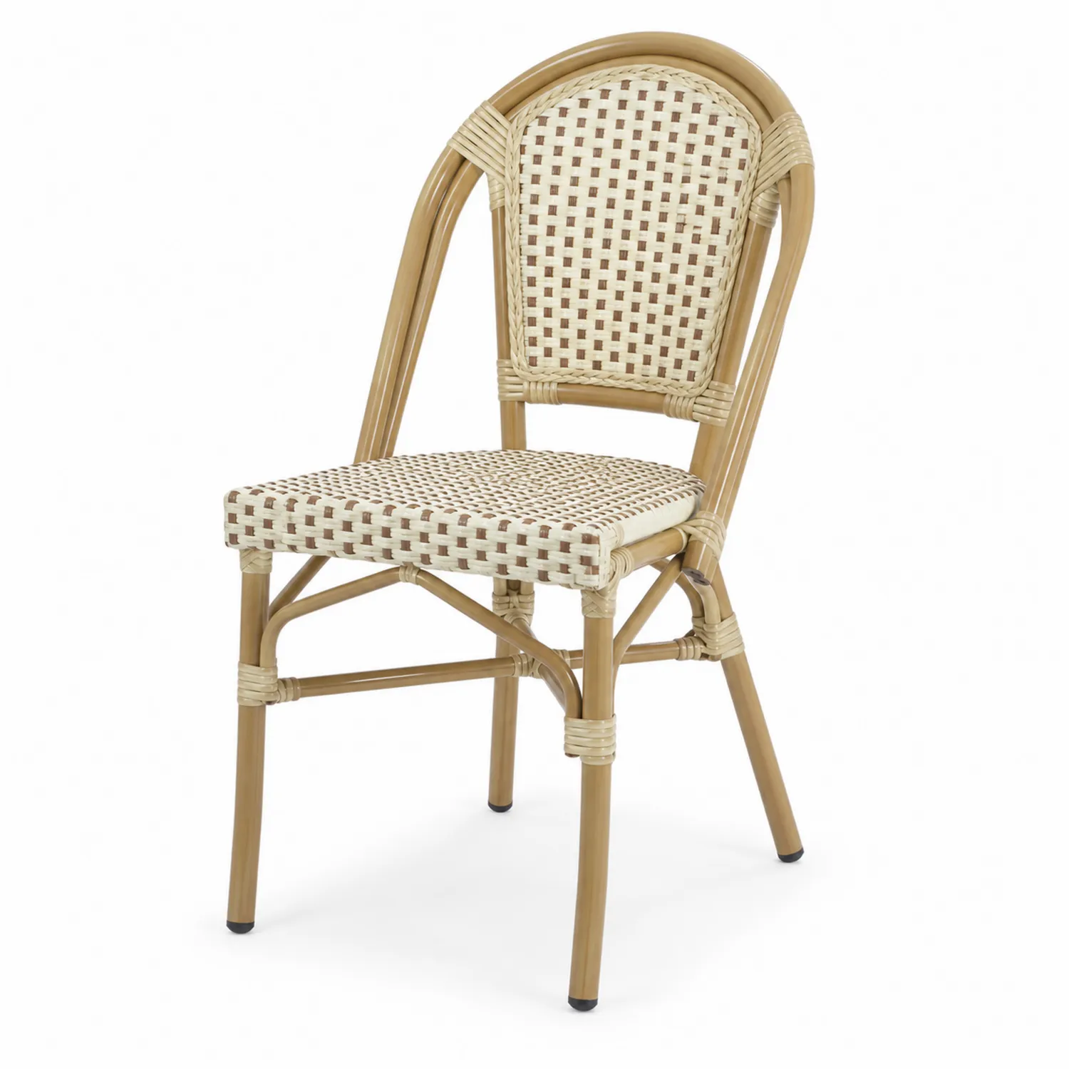 Stuhl Aluminium Rattan Beige/Braun-Belleatelierco