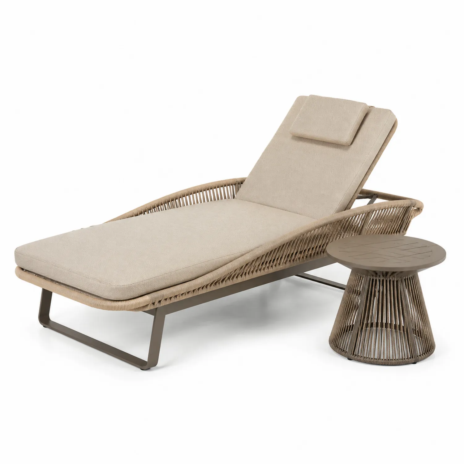 Outdoor-Liegestuhl Set Beige Rattan Aluminium-Belleatelierco