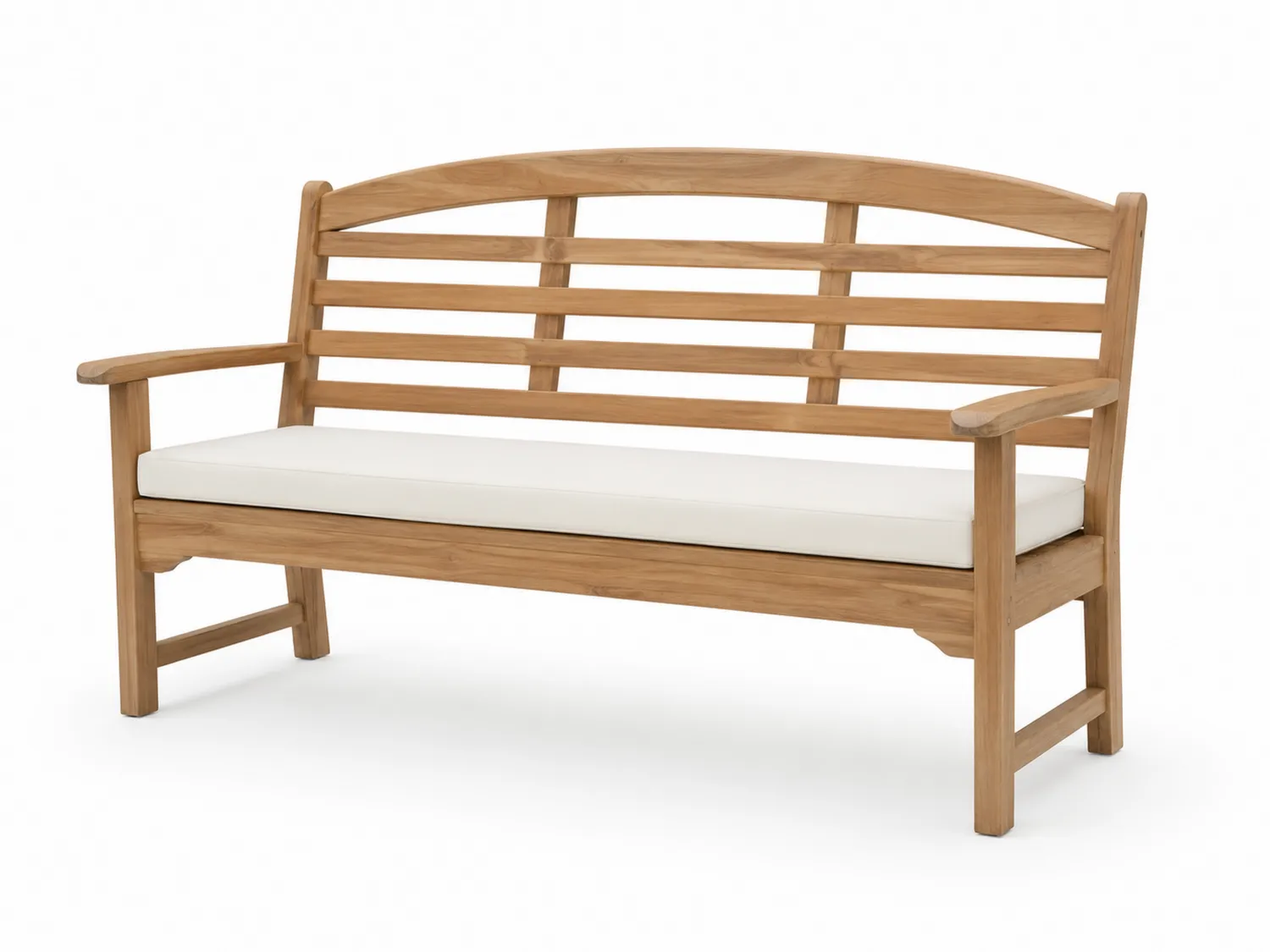 Teakholz Gartenbank mit weißem Kissen 150 cm-Belleatelierco