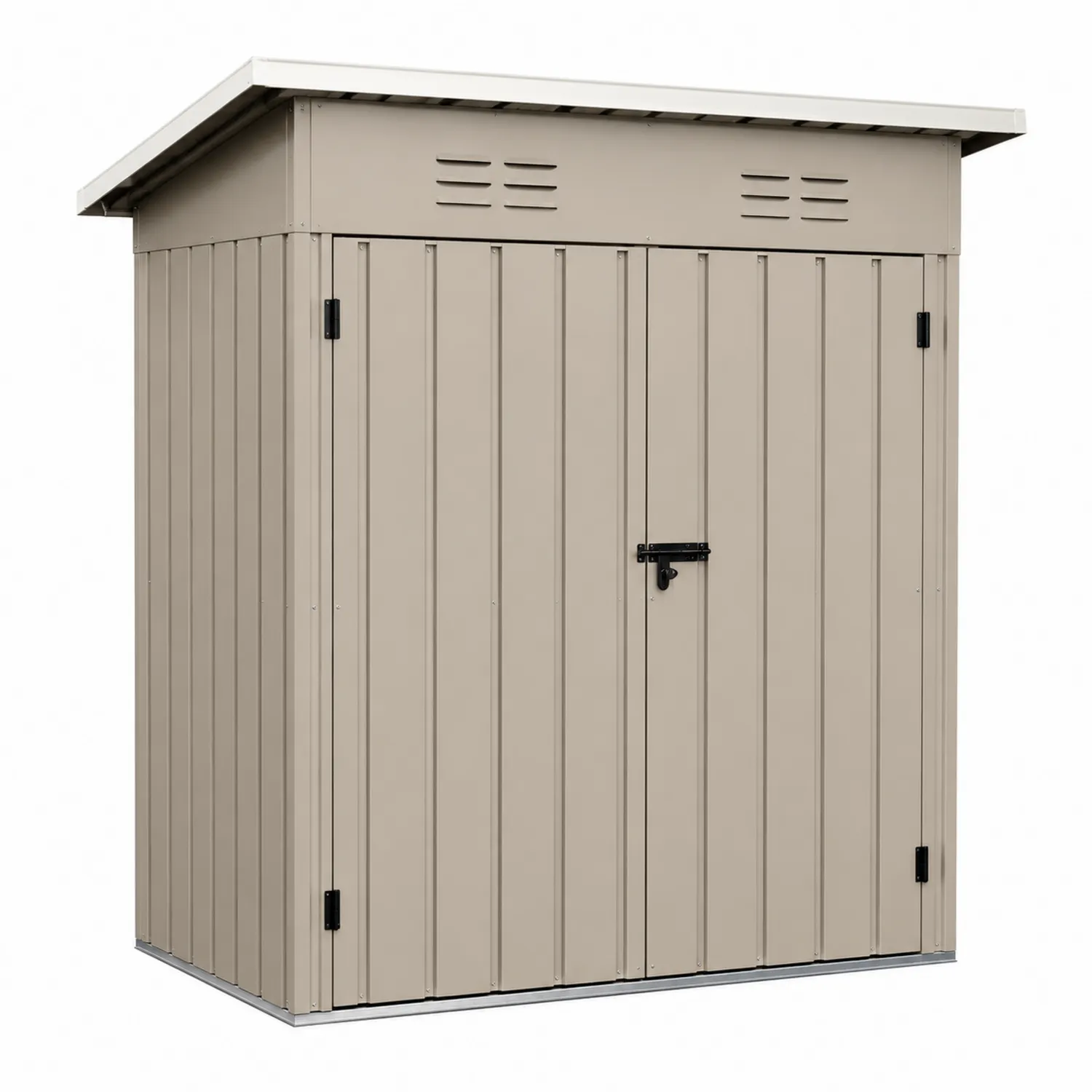Stahl Gartenschuppen Beige mit Doppeltür 203x130x180cm-Belleatelierco
