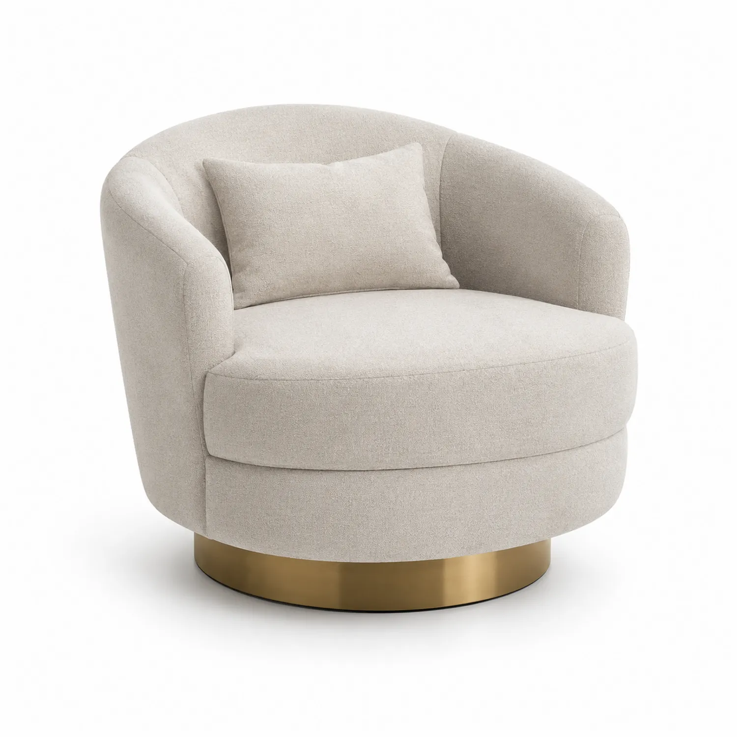 Runder Drehstuhl Beige Gewebe Metallbasis 90 cm-Belleatelierco