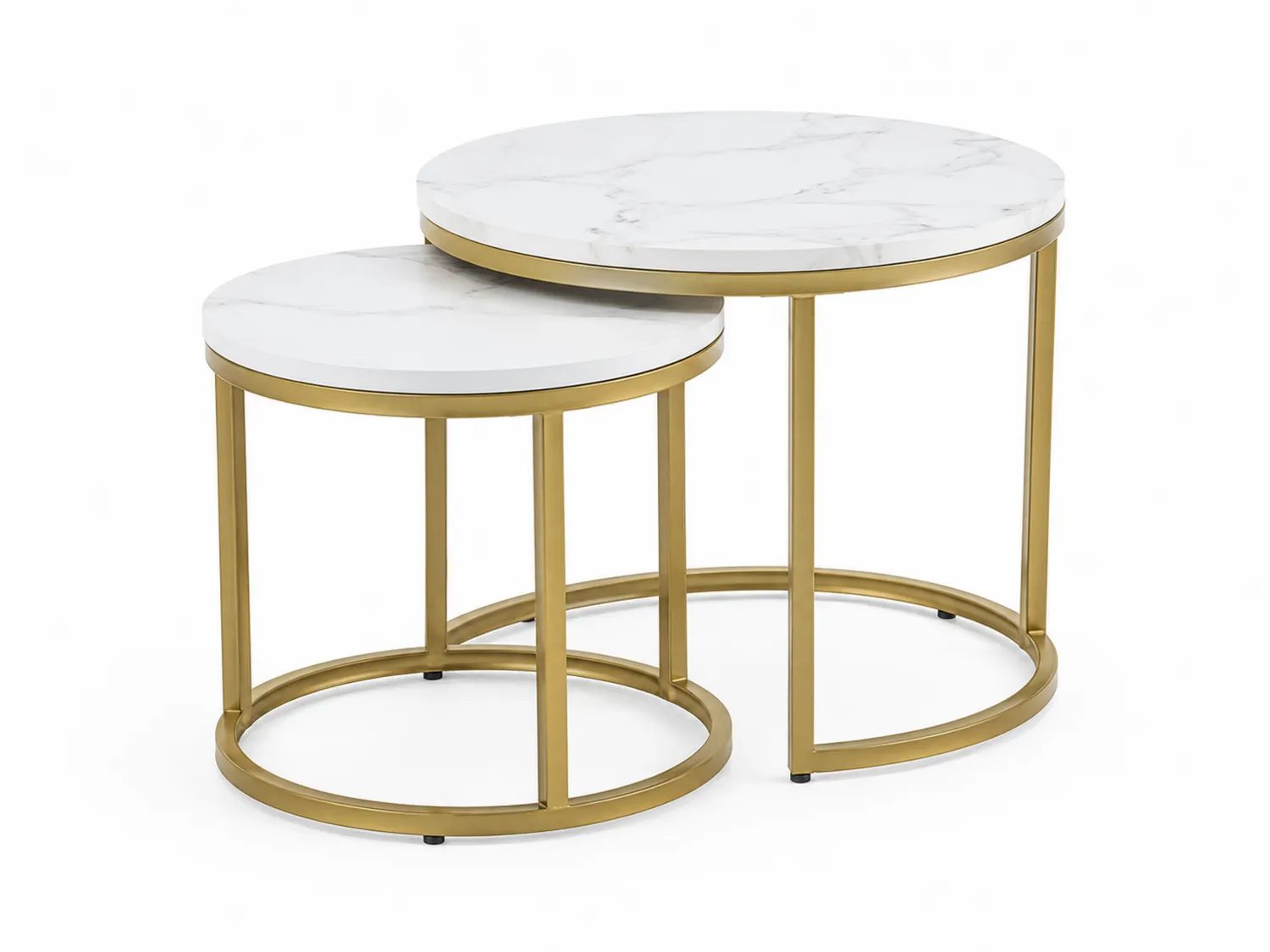 Runde Satztische mit Marmorplatte und Metallgestell, 2er-Set-Belleatelierco