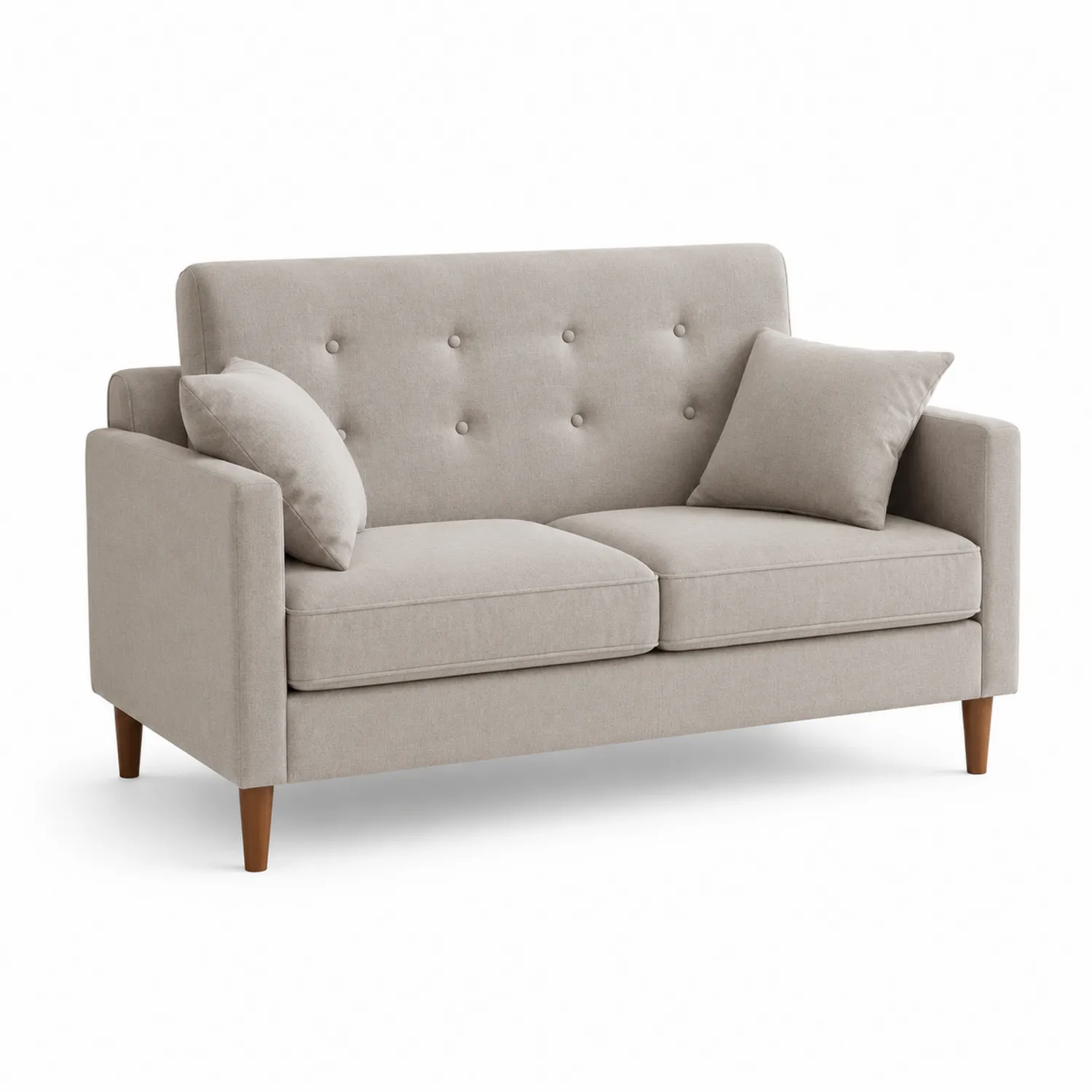 2-Sitzer Sofa Polyester Beige mit Holzbeinen-Belleatelierco