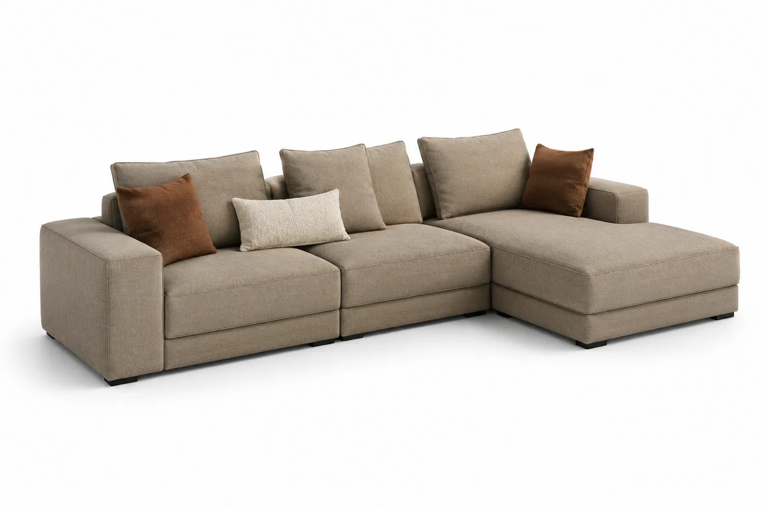 Modulares Ecksofa aus Stoff in Beige und Braun-Belleatelierco