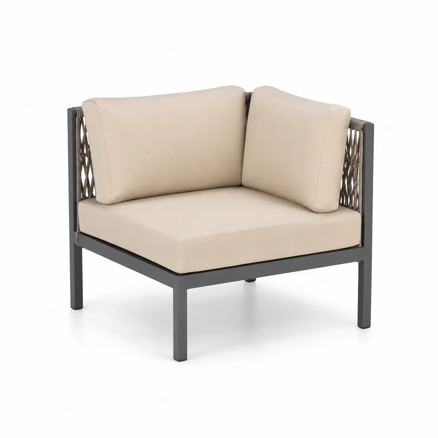Eckklubsessel Aluminium Beige-Belleatelierco