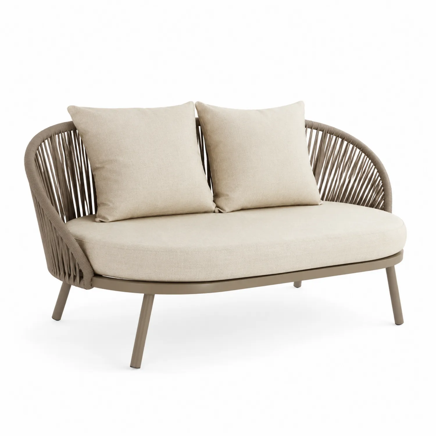 2-Sitzer Sofa Aluminium mit Polyestergewebe Beige-Belleatelierco