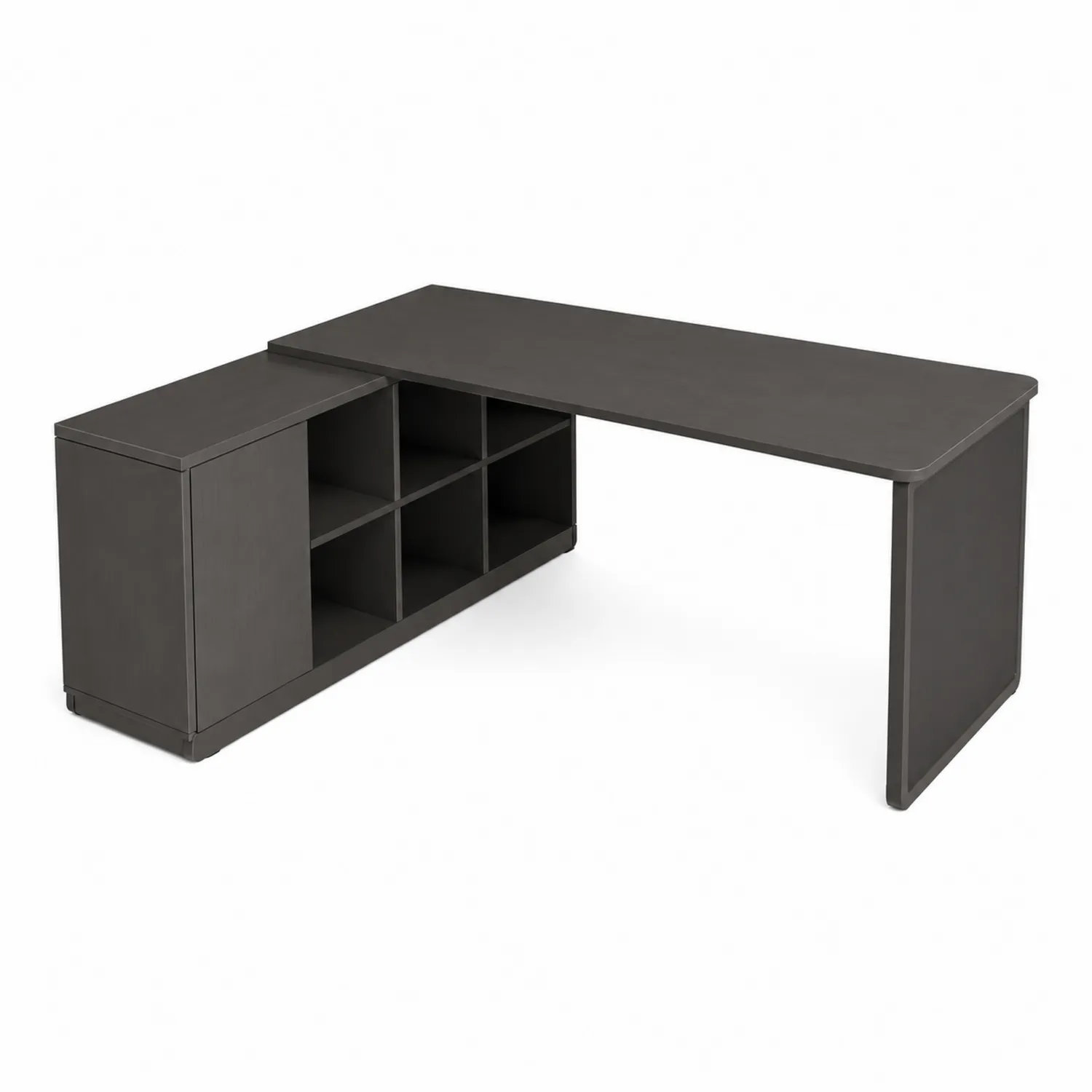 Eckschreibtisch L-Form MDF Dunkelgrau 150 cm-Belleatelierco