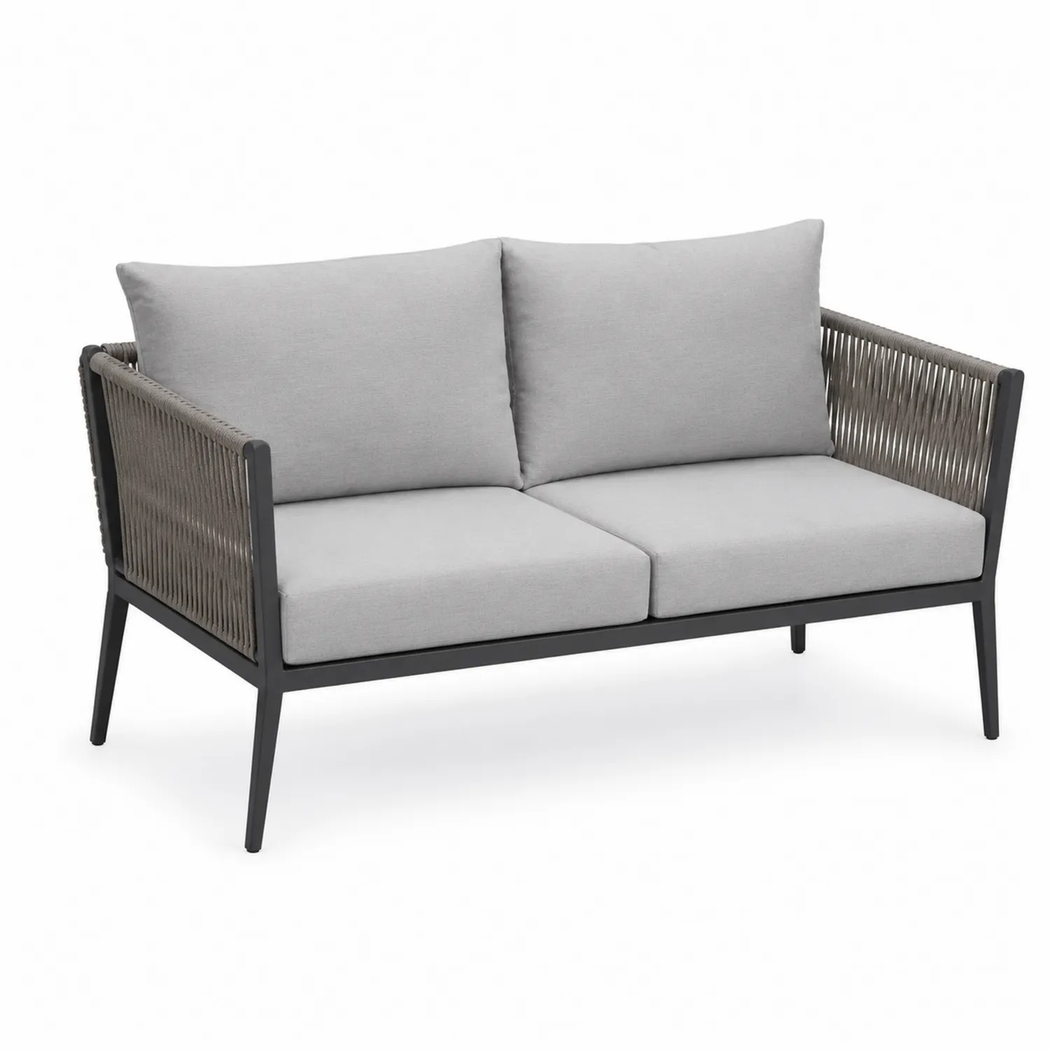 Zweisitzer Sofa Aluminium Polyesterseil Grau 140cm-Belleatelierco