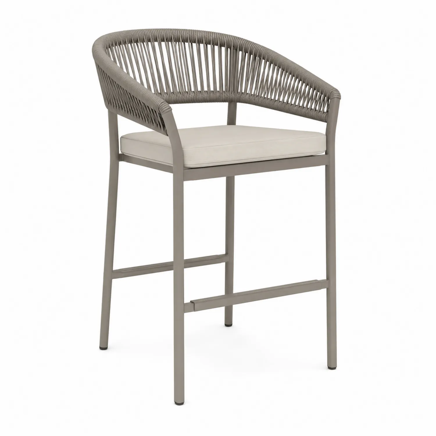 Barhocker aus Aluminium mit Polyesterseil Grau-Belleatelierco