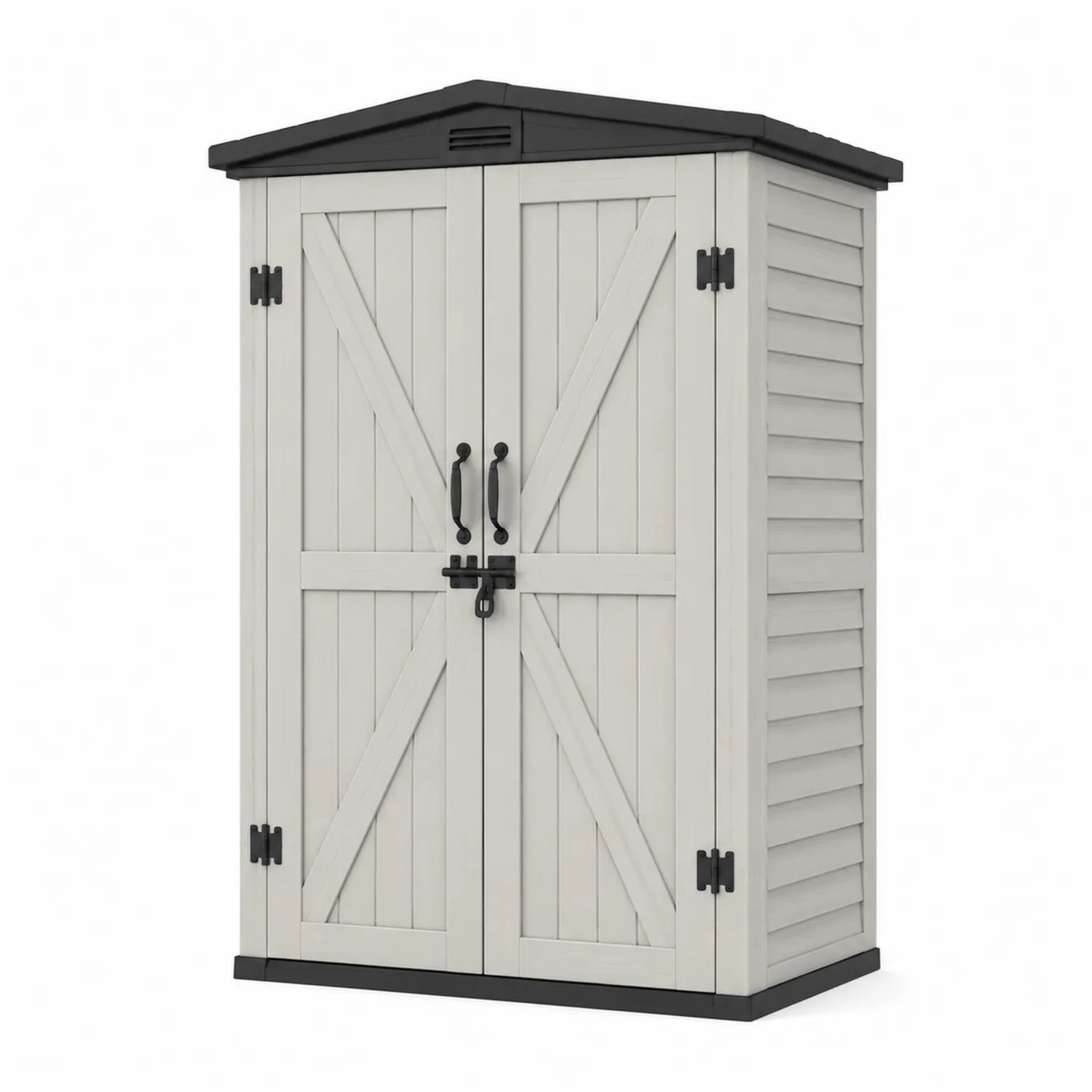 Gartenschuppen aus Polypropylen in Beige/Schwarz 180x110x75 cm-Belleatelierco