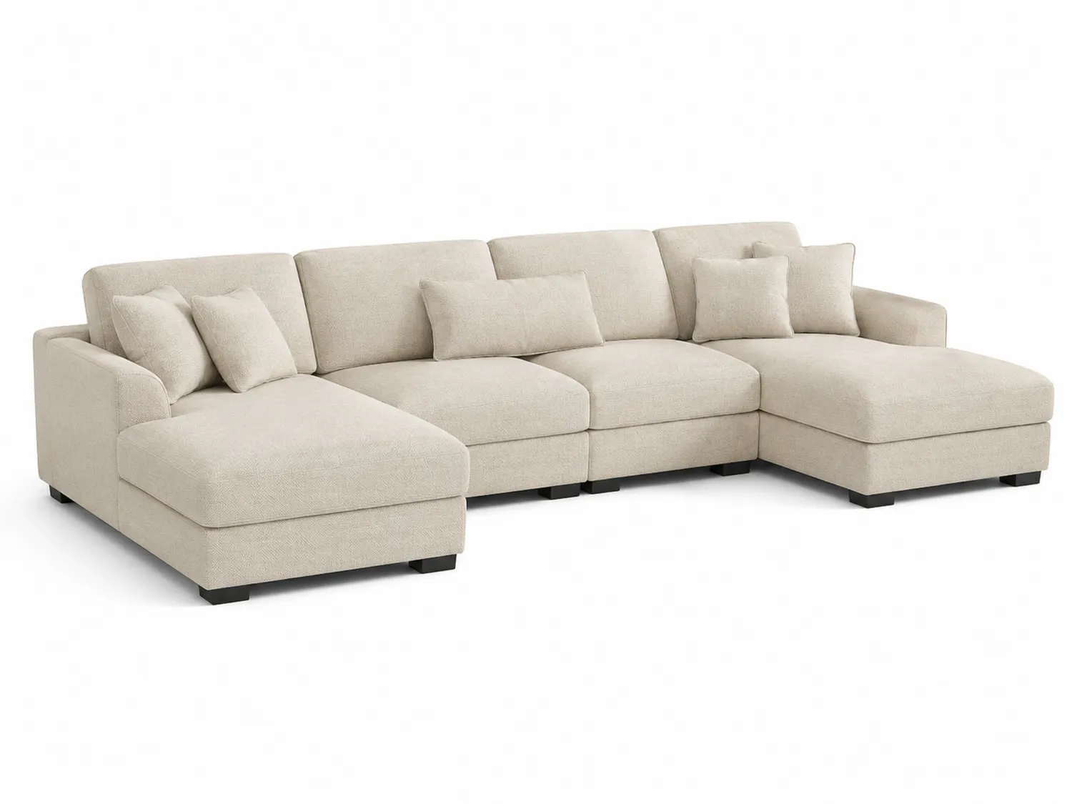 Modulares Ecksofa Stoff Beige 320x160x90 cm-Belleatelierco