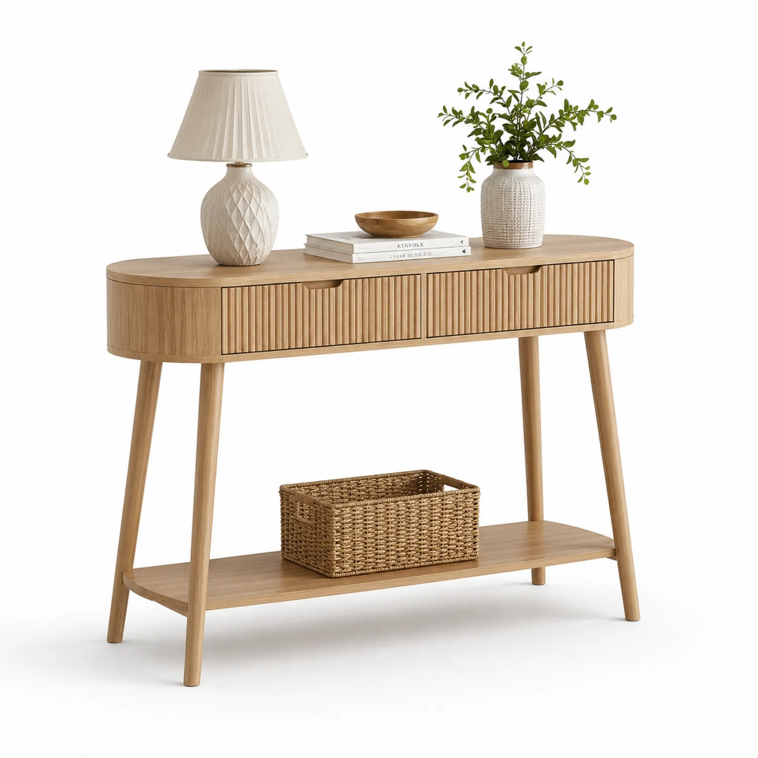 Konsolentisch aus Holz mit Regalboden-Belleatelierco