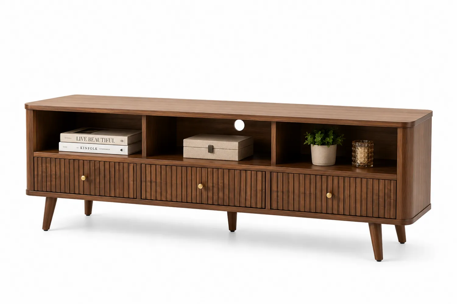 TV-Lowboard Holz Braun 150x40x50cm-Belleatelierco