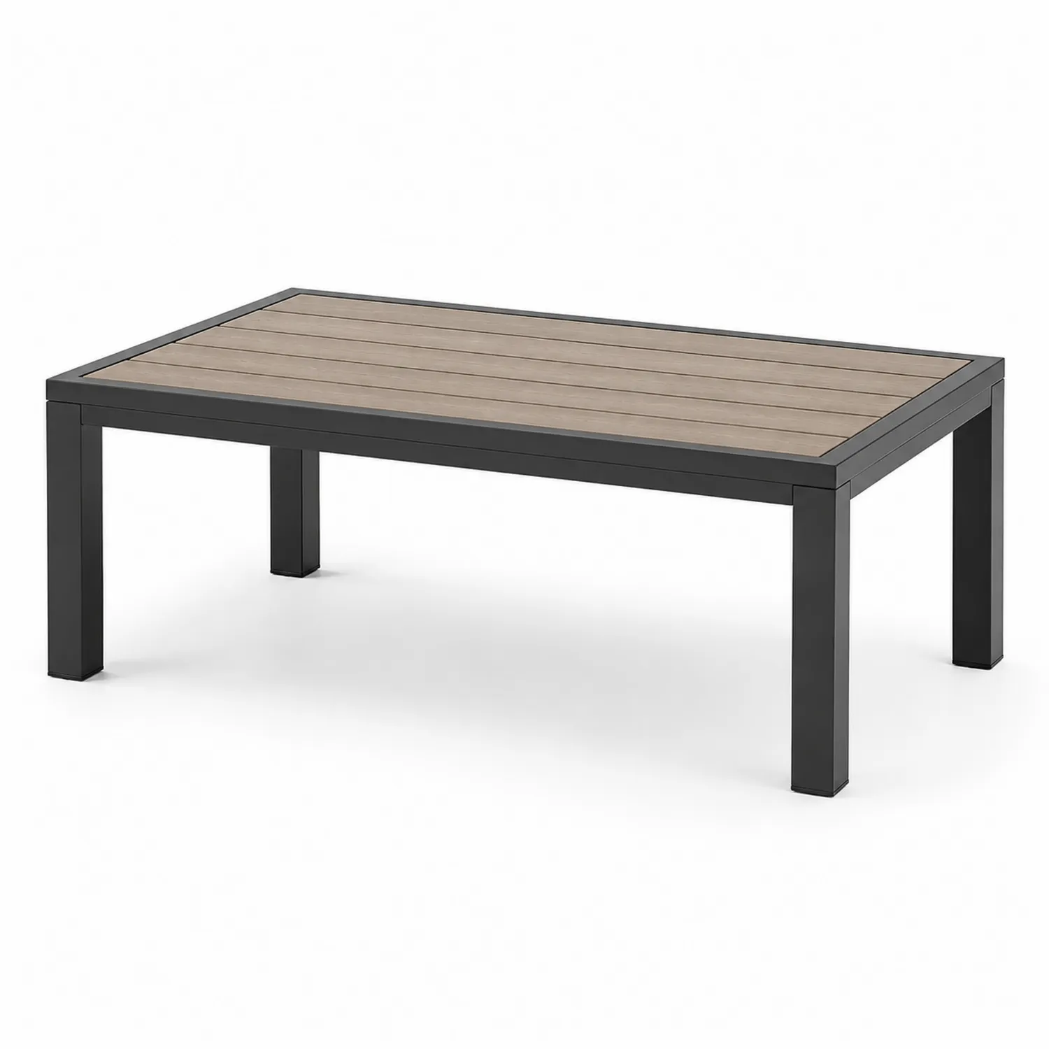 Rechteckiger Gartentisch Aluminium Kunststoff Holzoptik 120x60x45cm-Belleatelierco