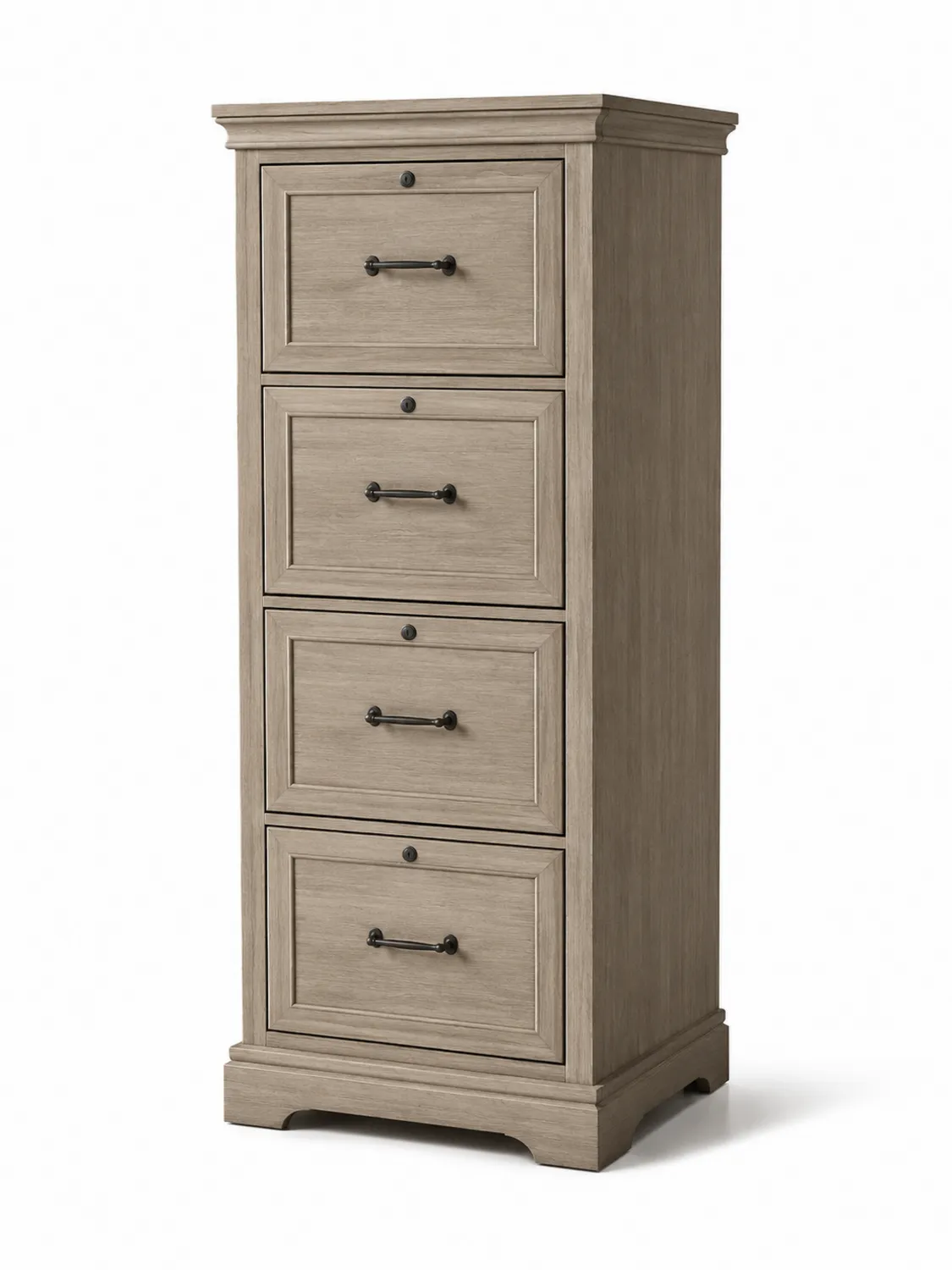 Eichenholz-Aktenschrank mit 4 Schubladen, Beige, 120 cm hoch-Belleatelierco