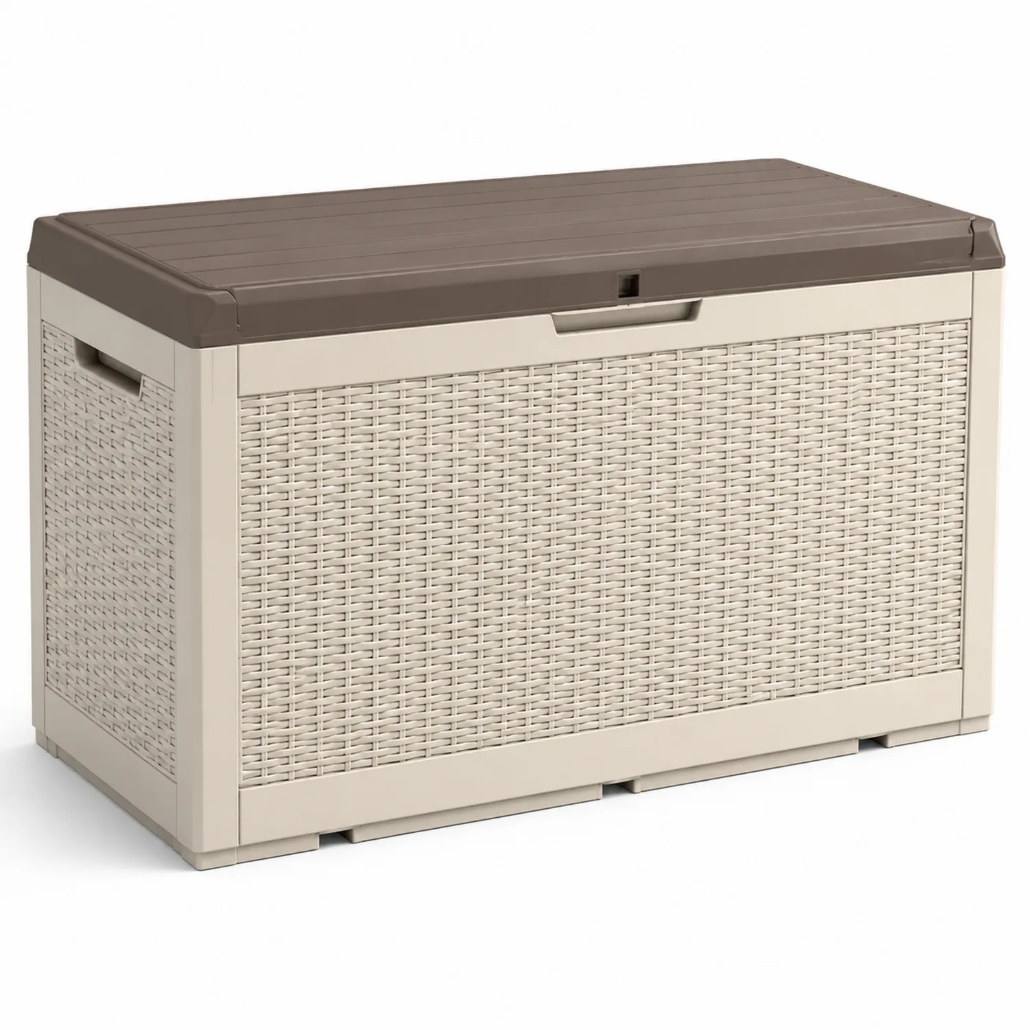 Kunststoff Aufbewahrungsbox Rattanoptik 120x45x60cm Beige/Braun-Belleatelierco