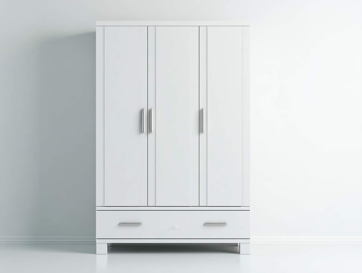 Kleiderschrank Holz 120x60x200 cm Weiß - 3 Türen 1 Schublade - Modernes Design-Cottagetyard