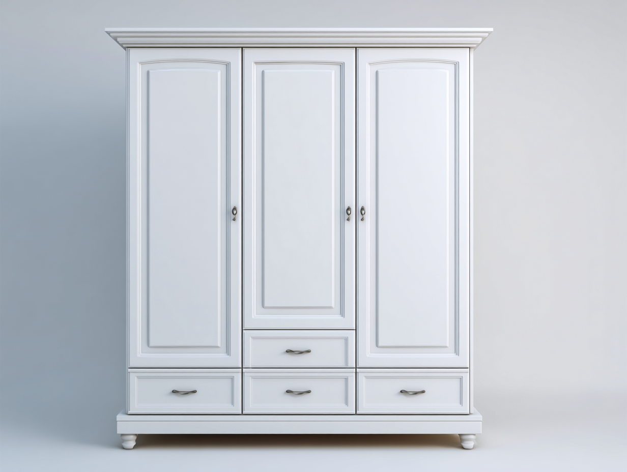 Kleiderschrank Holz 180x60x210 cm - Weiß - Klassisches Design für Schlafzimmer-Cottagetyard