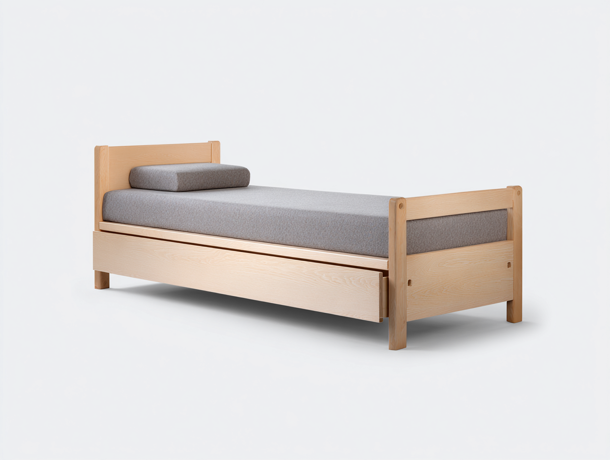 Einzelbett Massivholz 200x90x85 cm Natur - 1 Schublade - Modernes Design-Cottagetyard