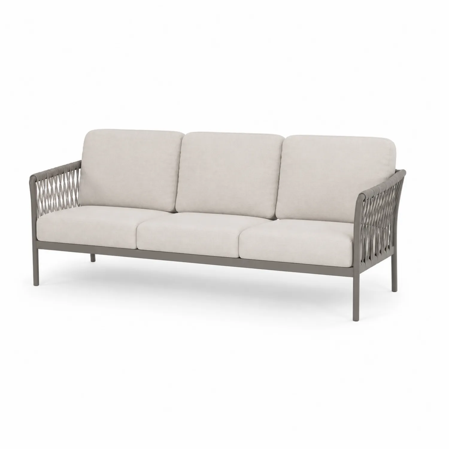 Divano da Giardino 3 Posti in Alluminio e Poliestere Beige-Casenvo
