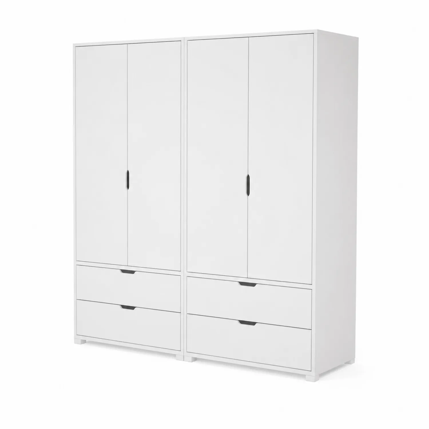 Armadio doppio in MDF bianco con cassetti e ante-Casenvo