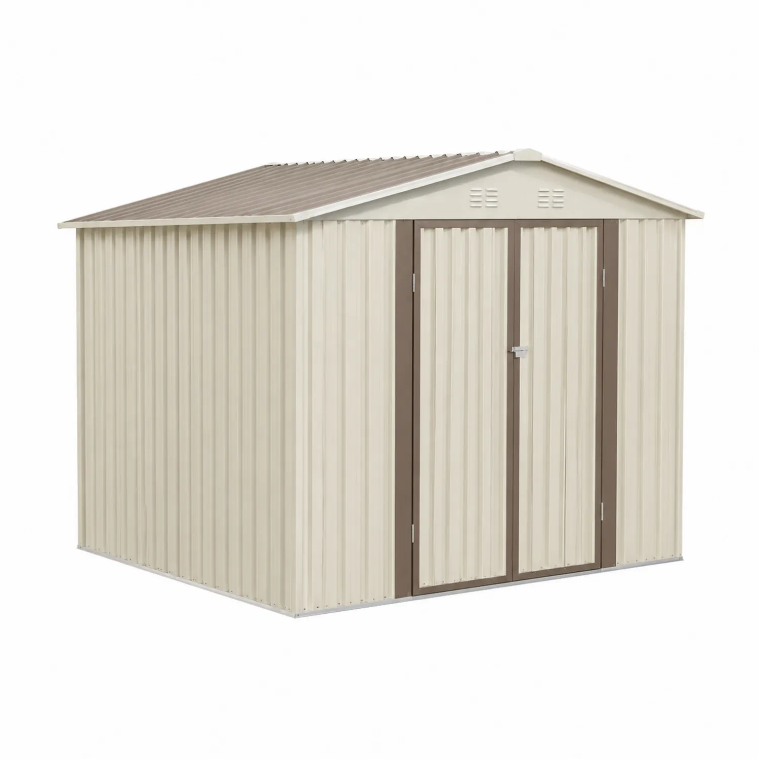 Capanno portaoggetti in metallo beige e marrone 257x205x177 cm-Casenvo