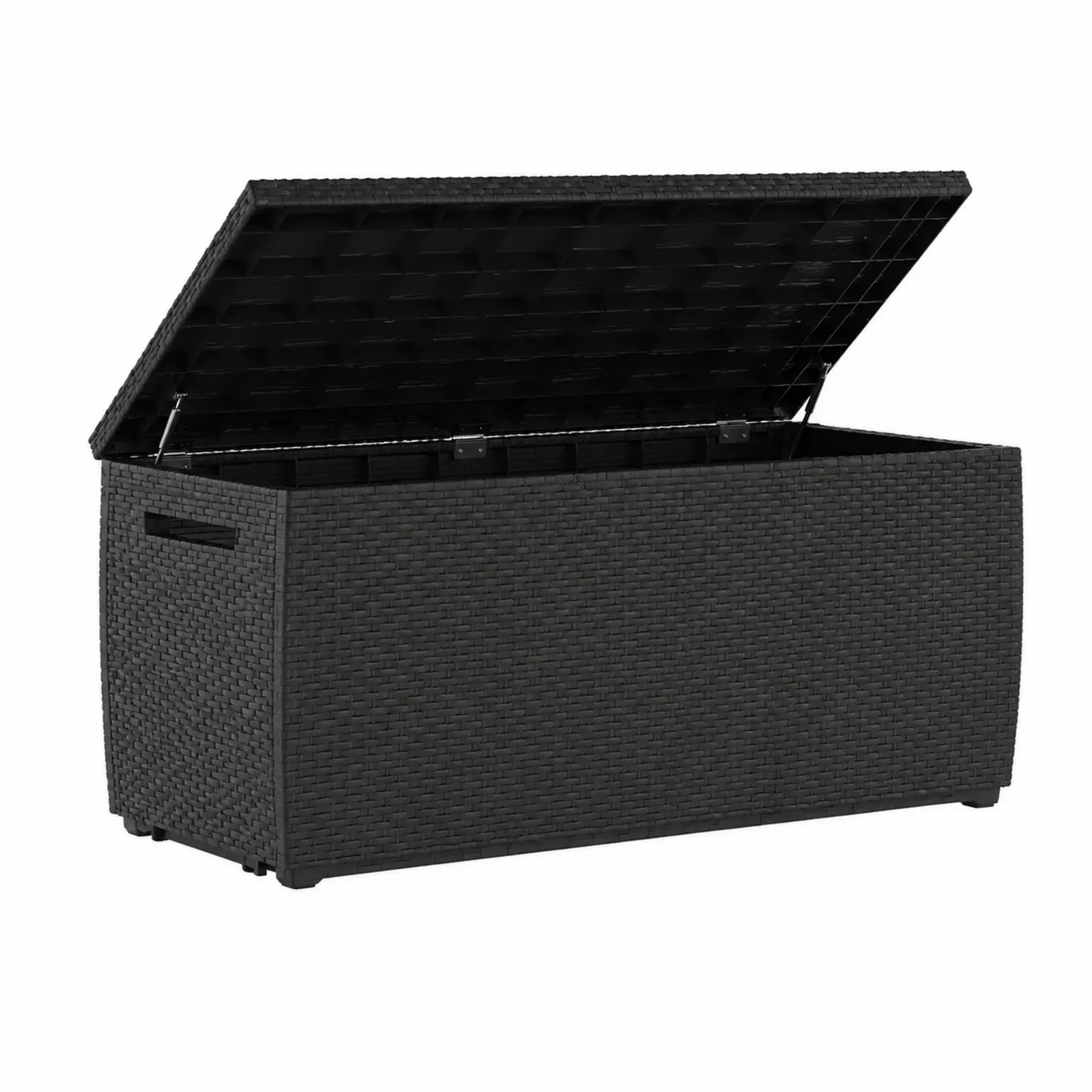 Cassapanca rettangolare in rattan sintetico nero 150x60x65 cm-Casenvo