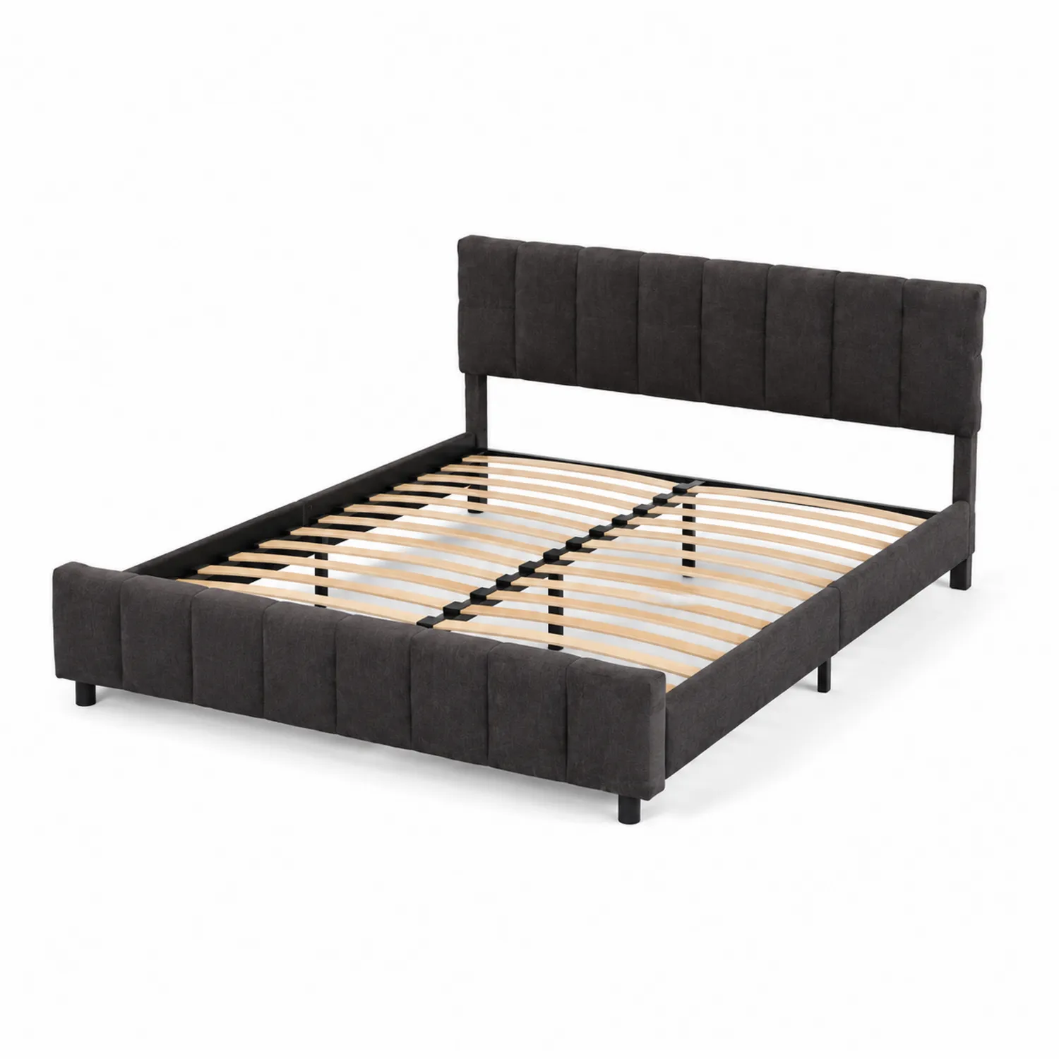Letto Imbottito in Tessuto Grigio 200x160 cm-Casenvo