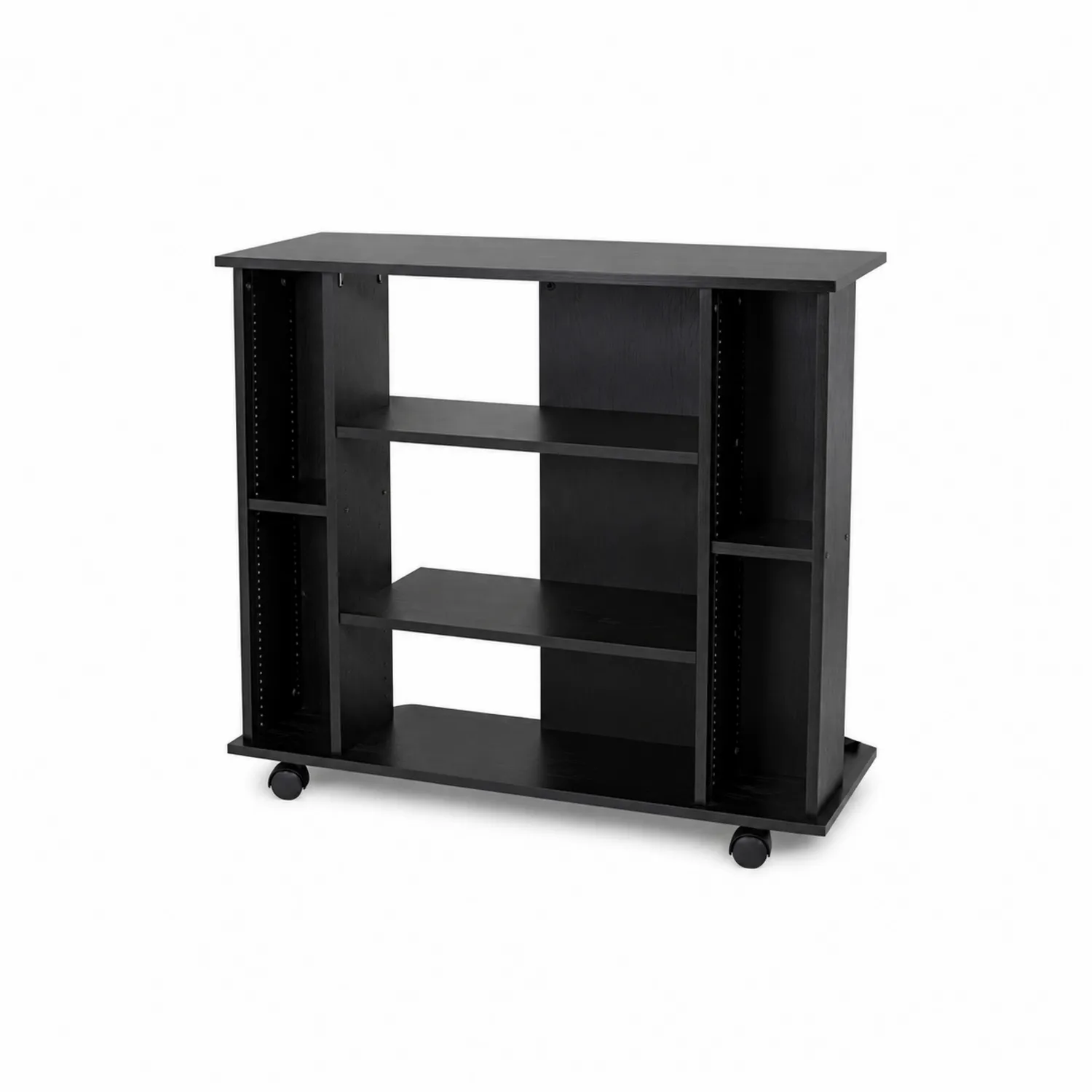 Carrello in MDF nero con ripiani regolabili 85x40x70 cm-Casenvo