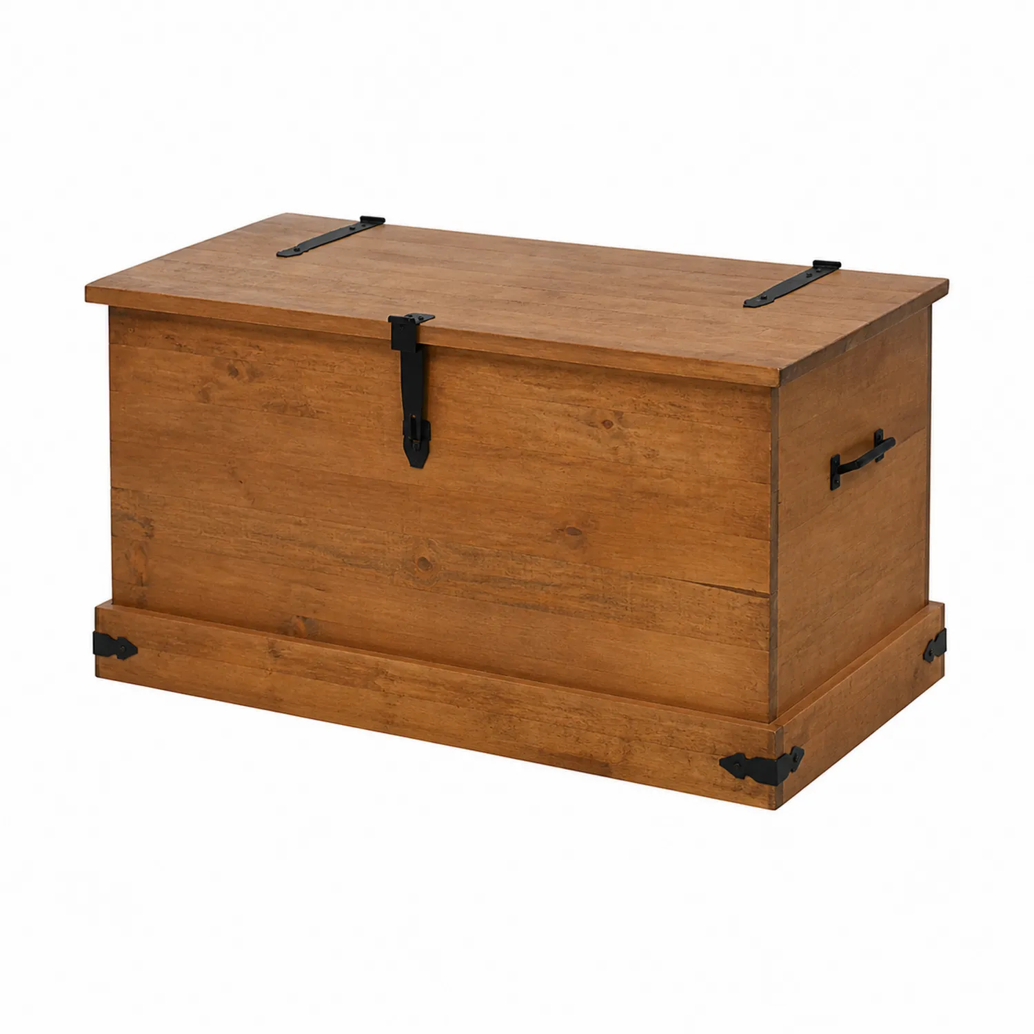 Baule contenitore rettangolare in legno massiccio marrone 80x40x45 cm-Casenvo