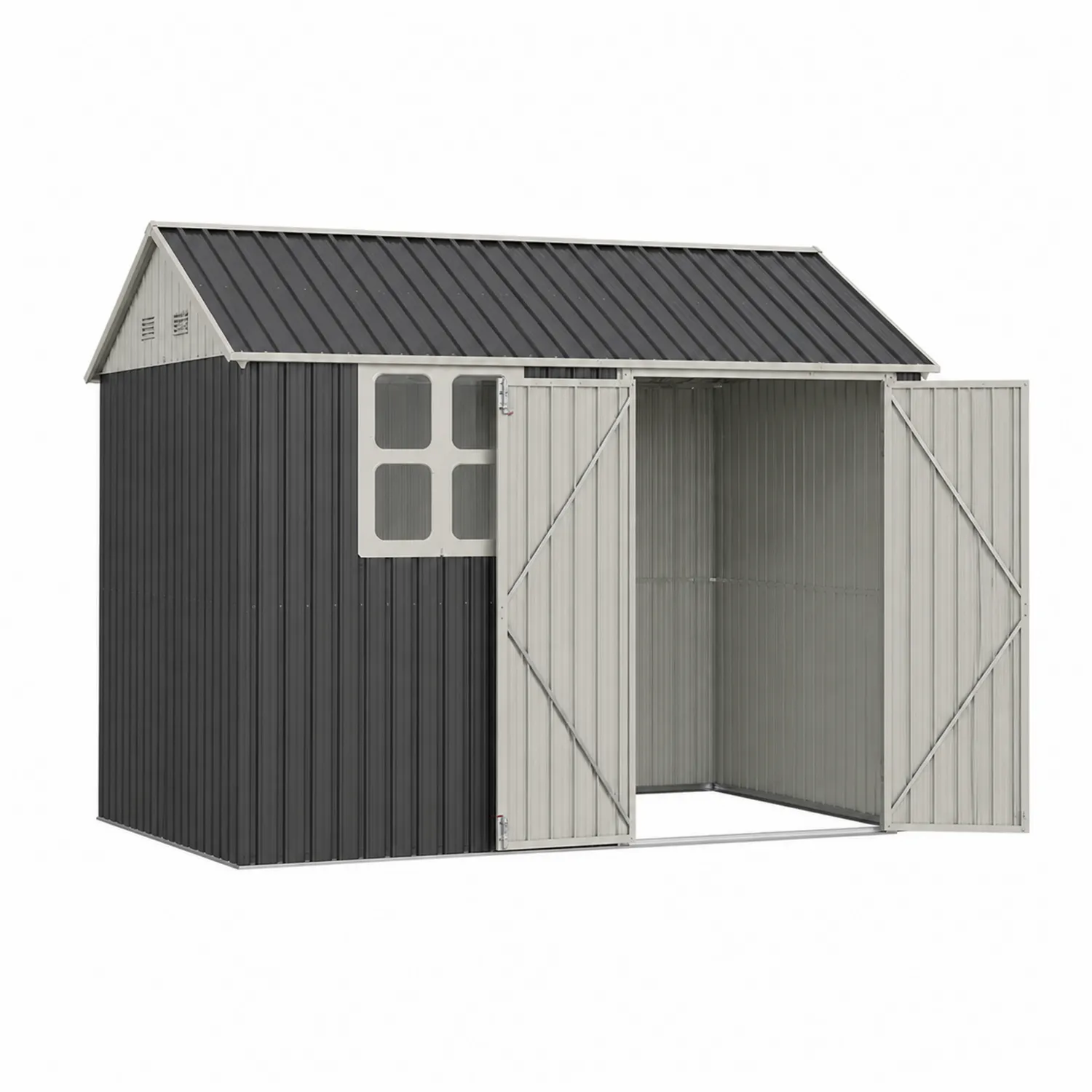 Capanno in Acciaio Grigio e Nero 240x180x210 cm-Casenvo