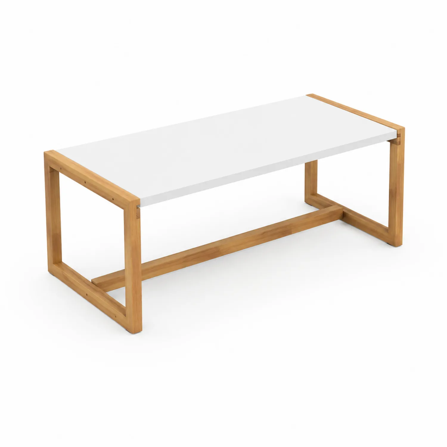 Tavolino da caffè in legno teak e MDF bianco-Casenvo