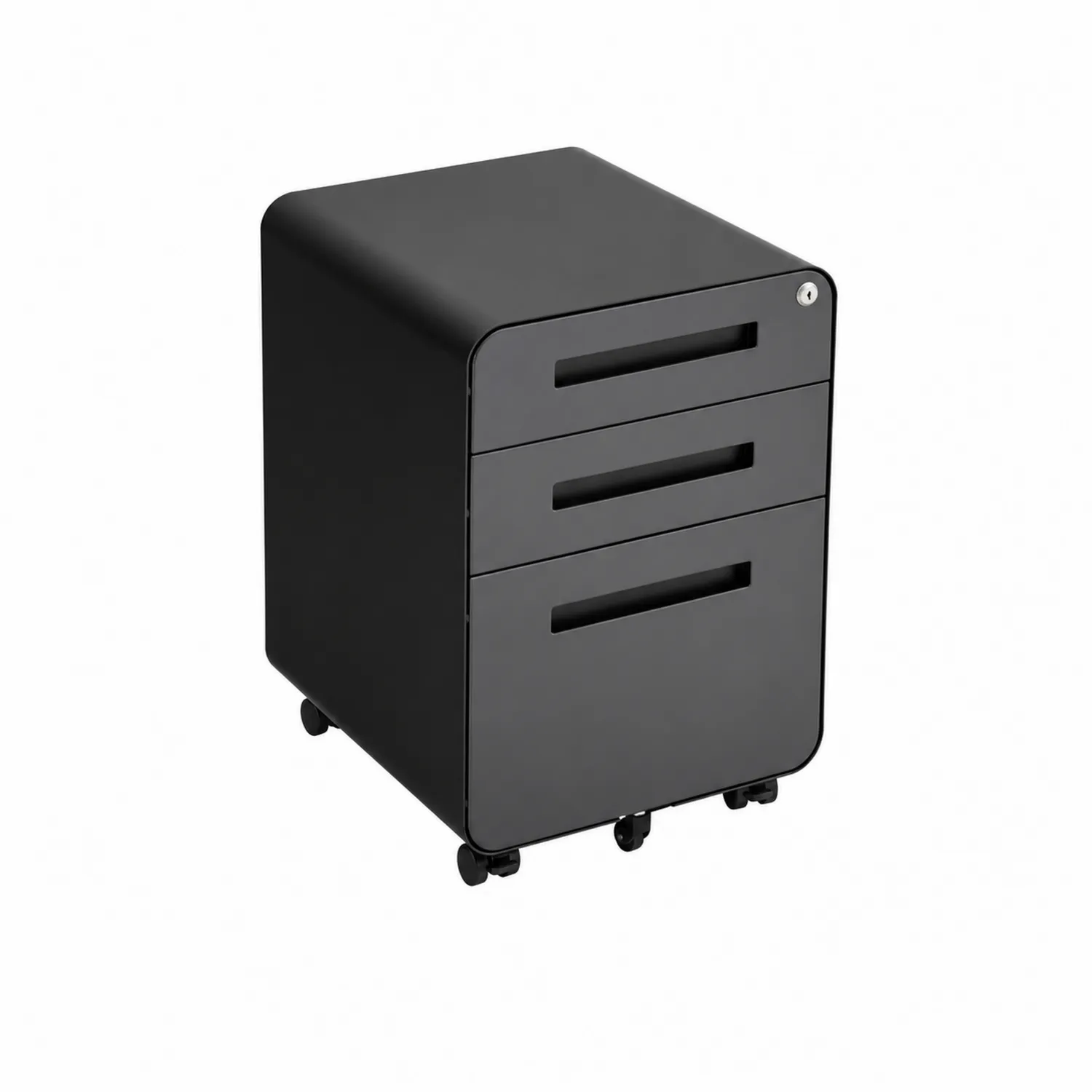 Cassettiera mobile nero in acciaio con tre cassetti 40x50x60 cm-Casenvo