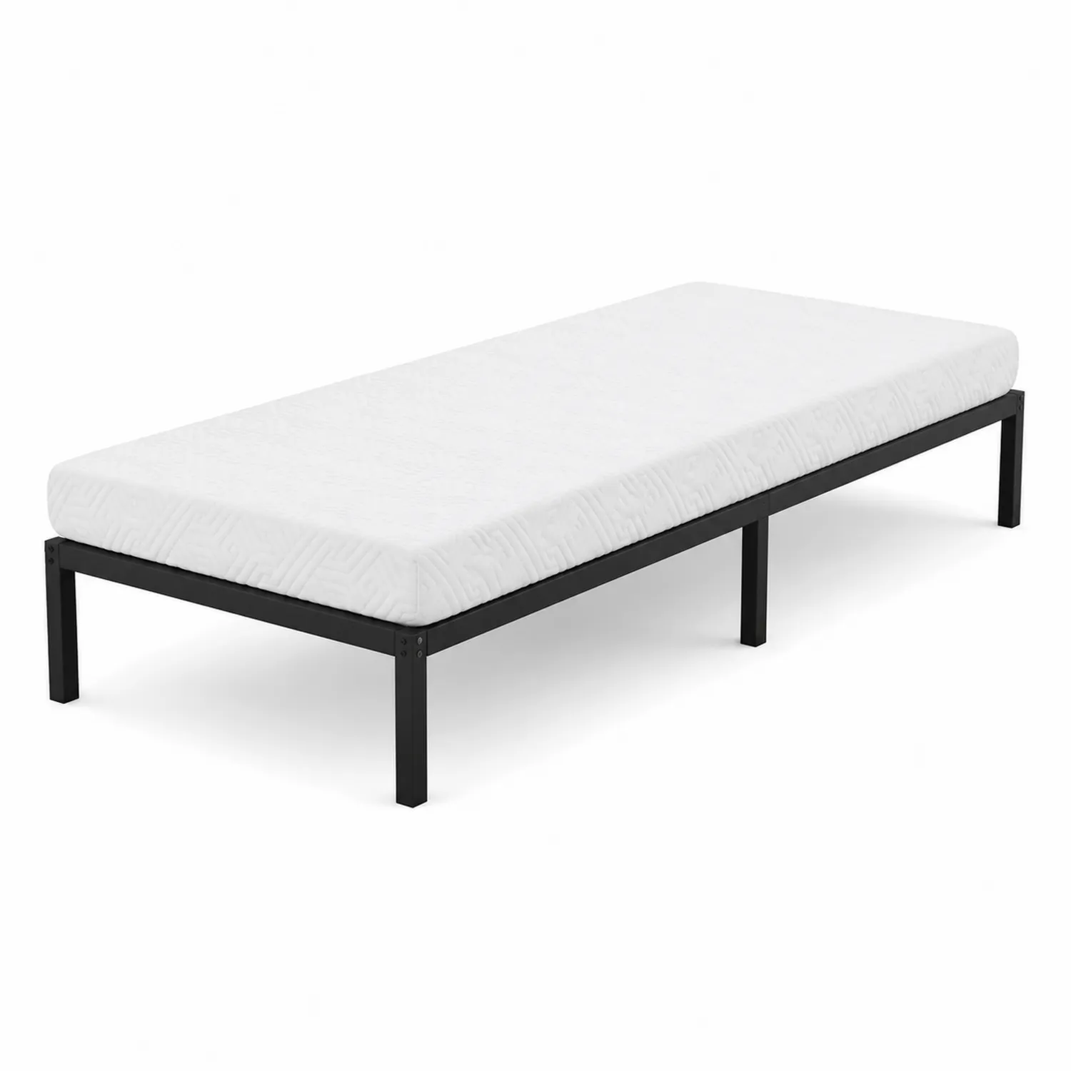 Einzelbett Metall Schwarz 200x90 cm mit Matratze