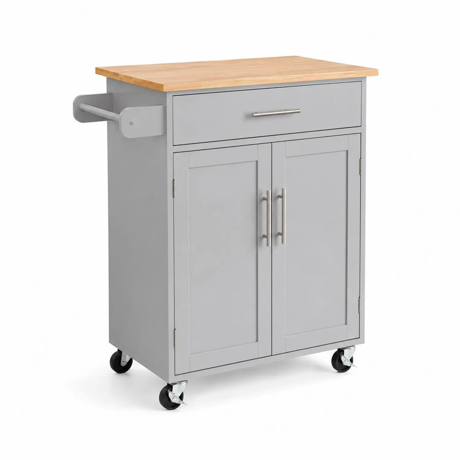 Küchenwagen aus MDF mit Holzplatte, Grau