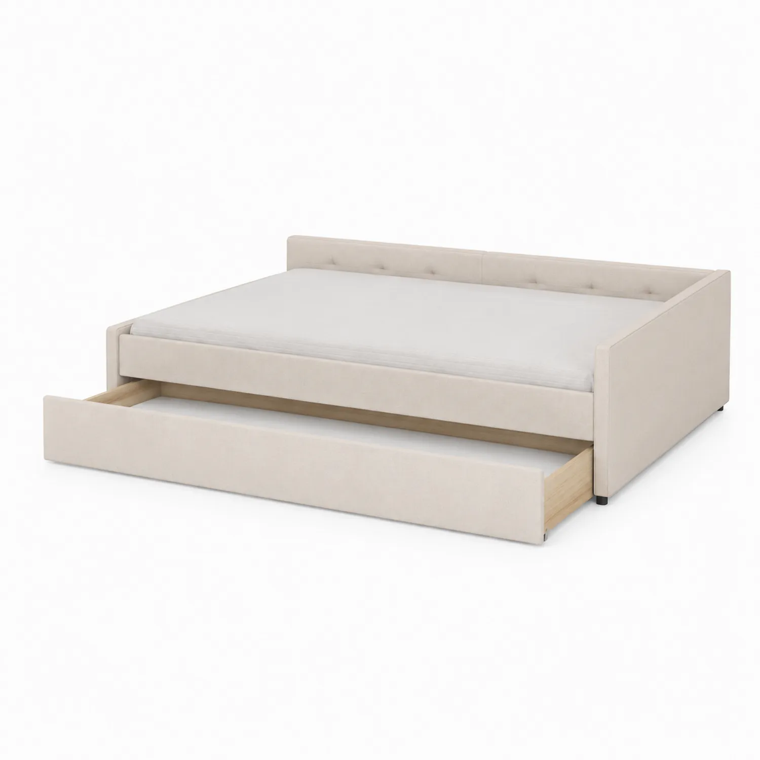 Tagesbett mit Schublade Leinen Beige 200x90cm