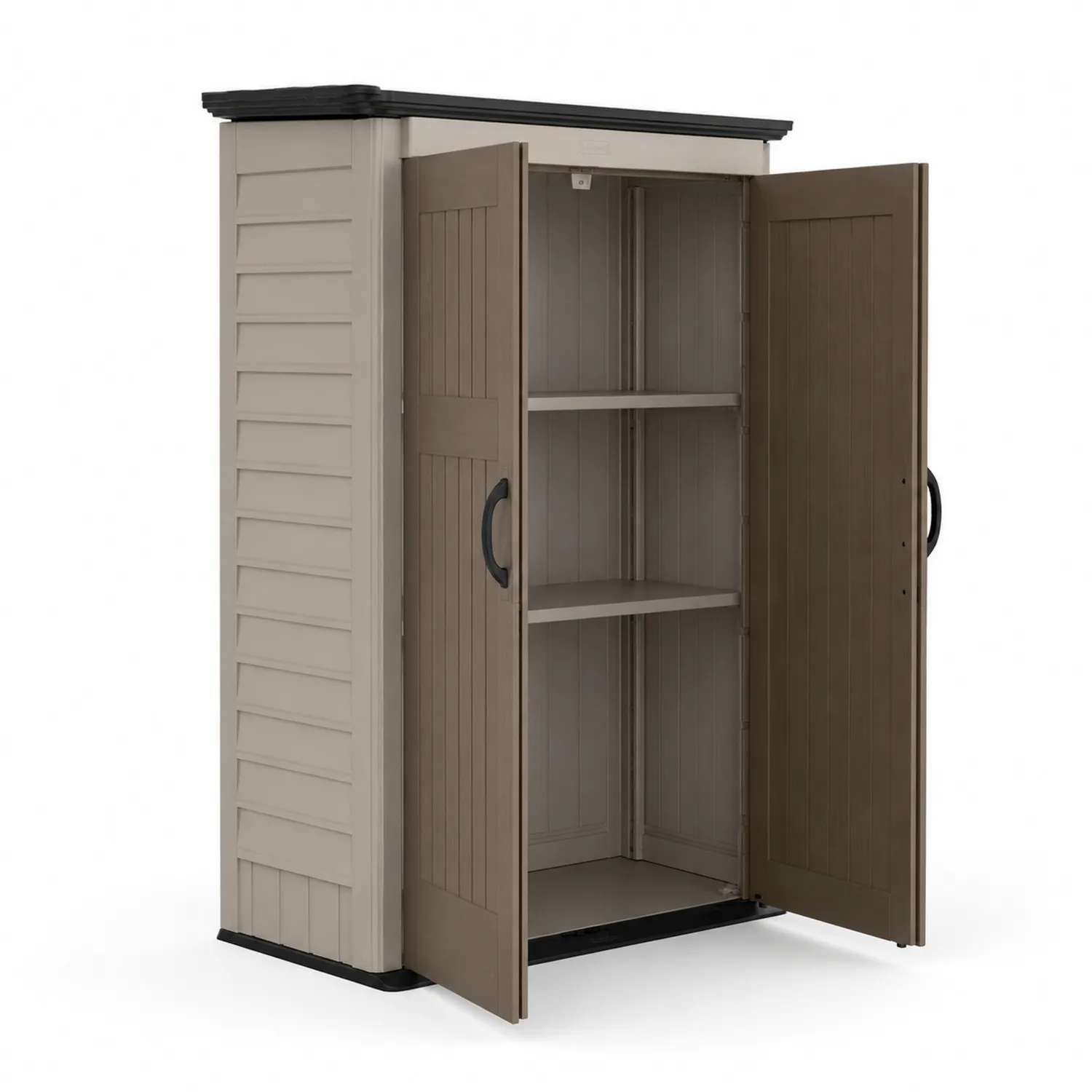 Kunststoff-Gartenschrank mit Regalböden Beige/Braun 70x50x180 cm