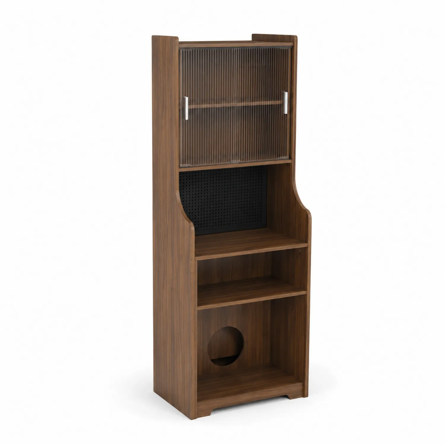 Holzschrank mit gerillten Glastüren, 180x60x40 cm