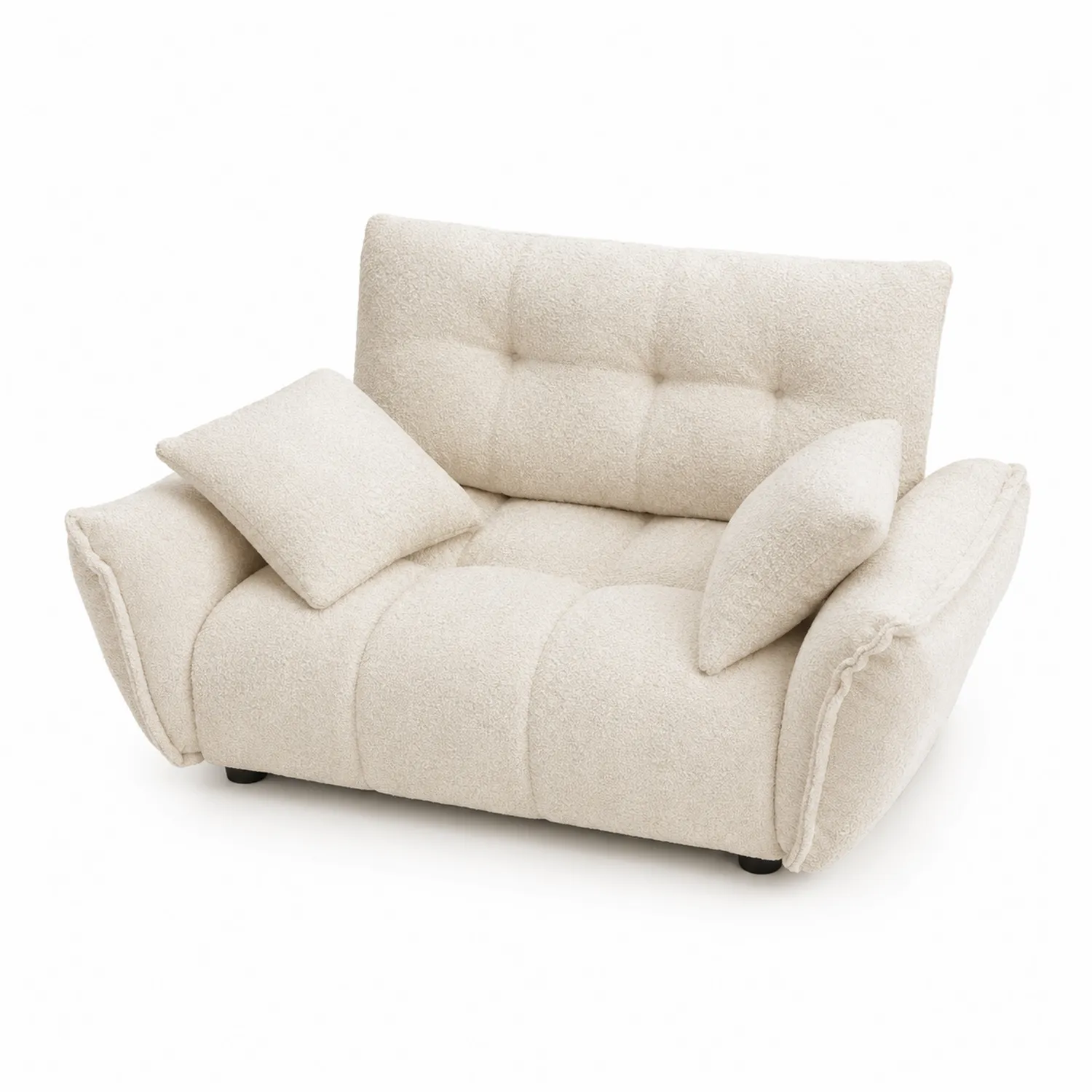 Zweisitzer Sofa aus Bouclé-Stoff in Creme