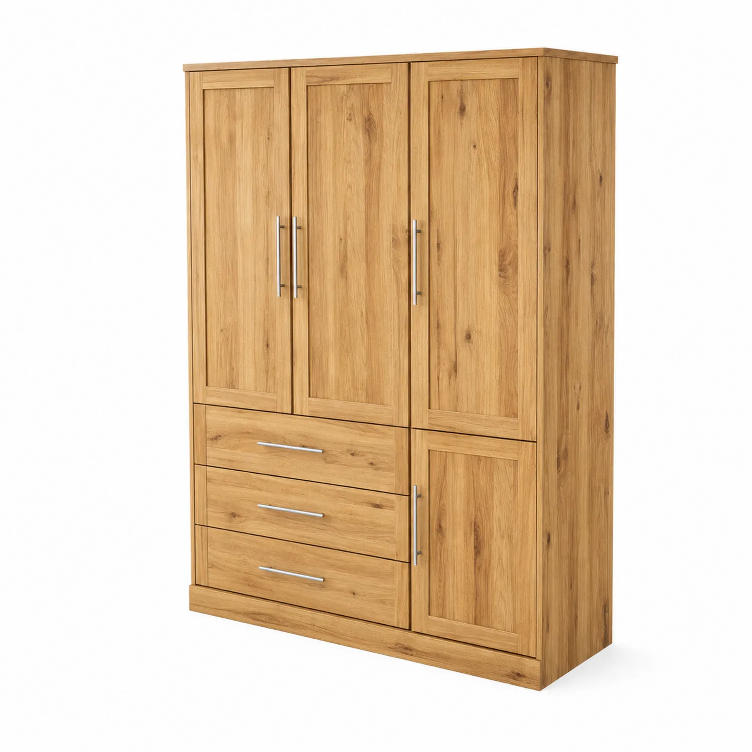 Kleiderschrank aus Eiche mit 3 Türen und 3 Schubladen