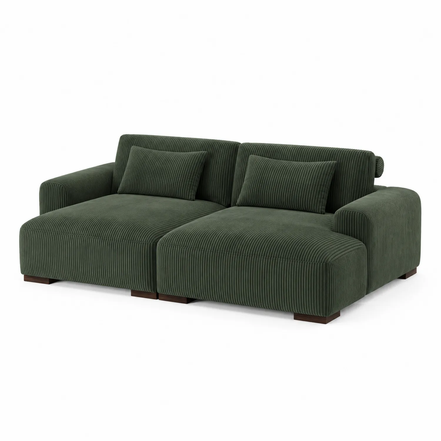 Modulares Sofa aus Cord in Dunkelgrün