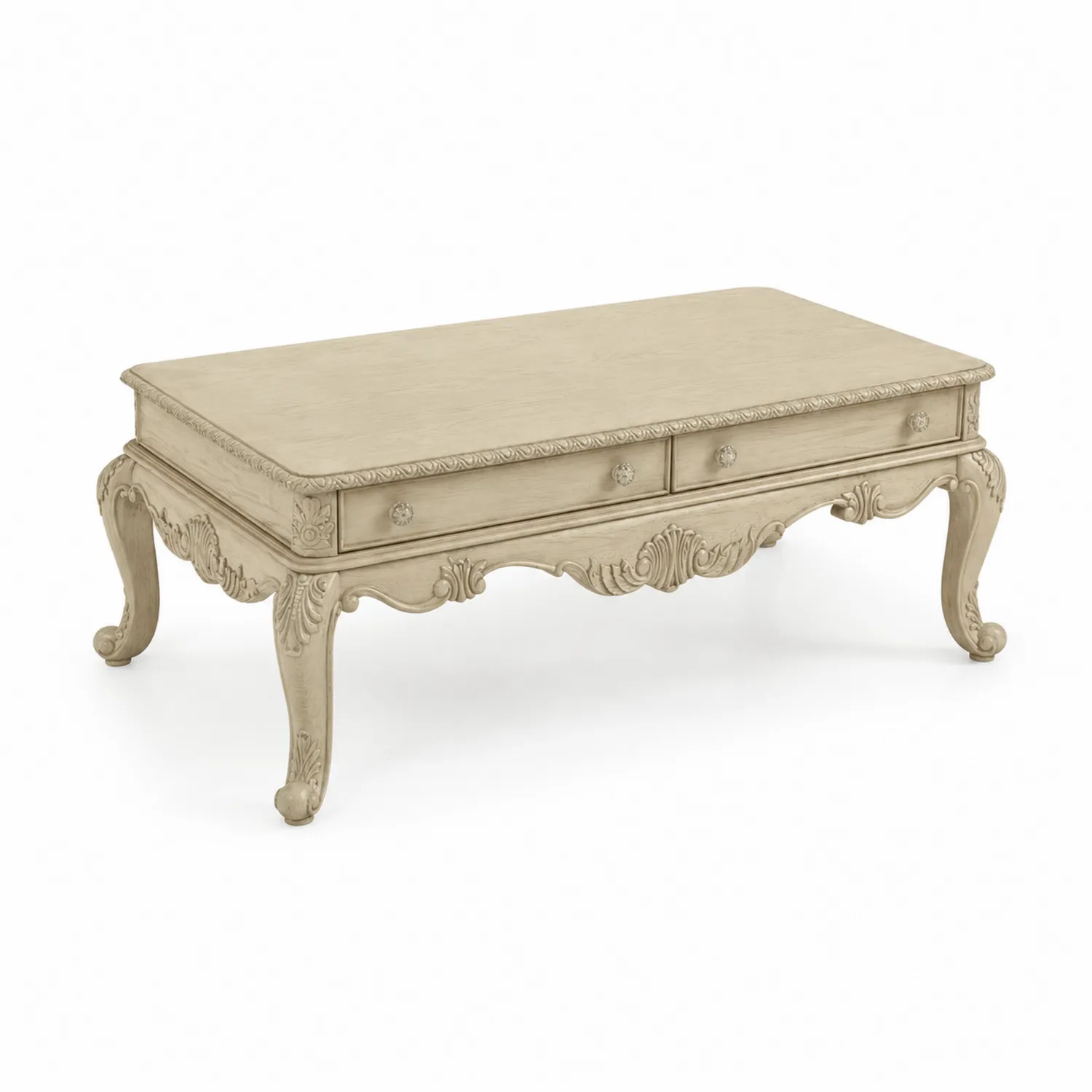 Rechteckiger Couchtisch aus Holz, Beige, 120cm x 60cm x 45cm