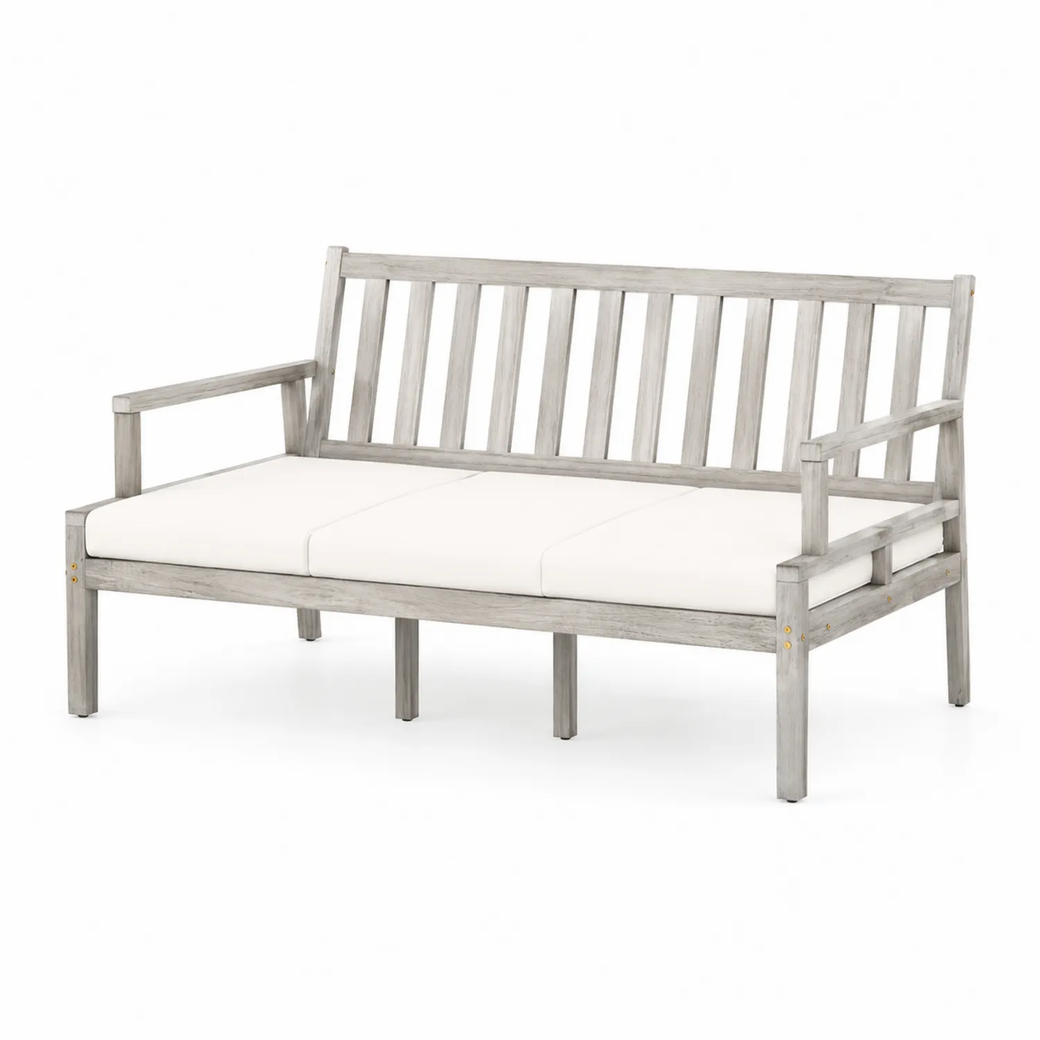 Gartensofa aus Akazienholz Grau mit Polyesterkissen