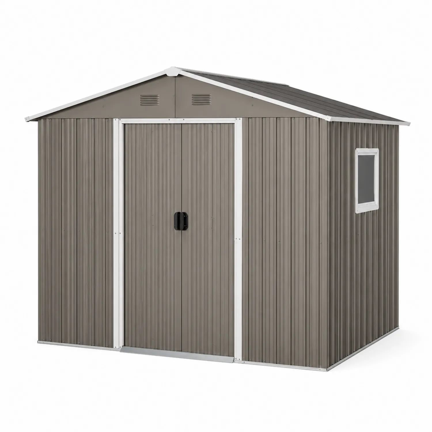 Stahl Gartenschuppen Grau mit Fenster 213x130x173 cm