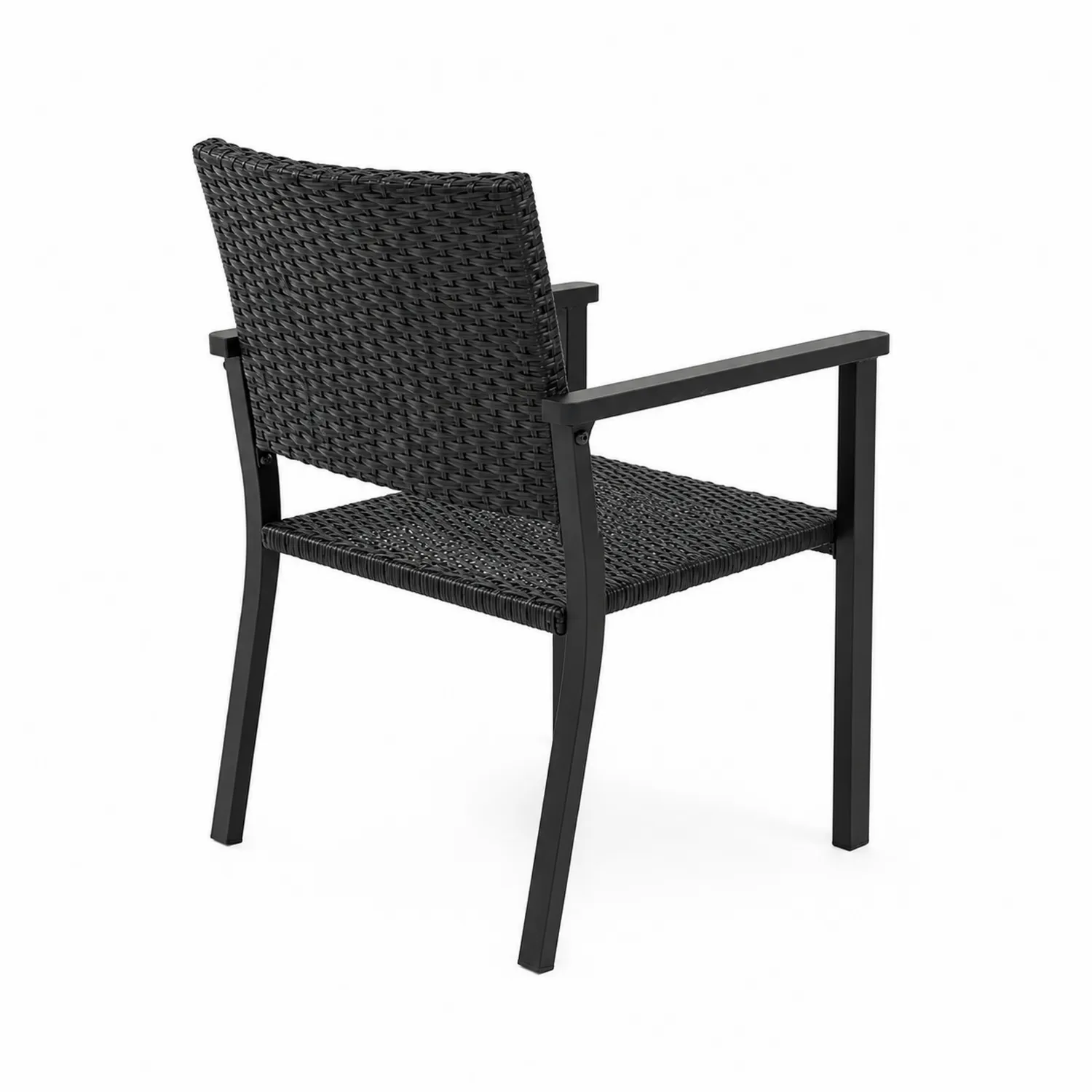 Schwarzer Stuhl aus Aluminium und Polyethylengeflecht