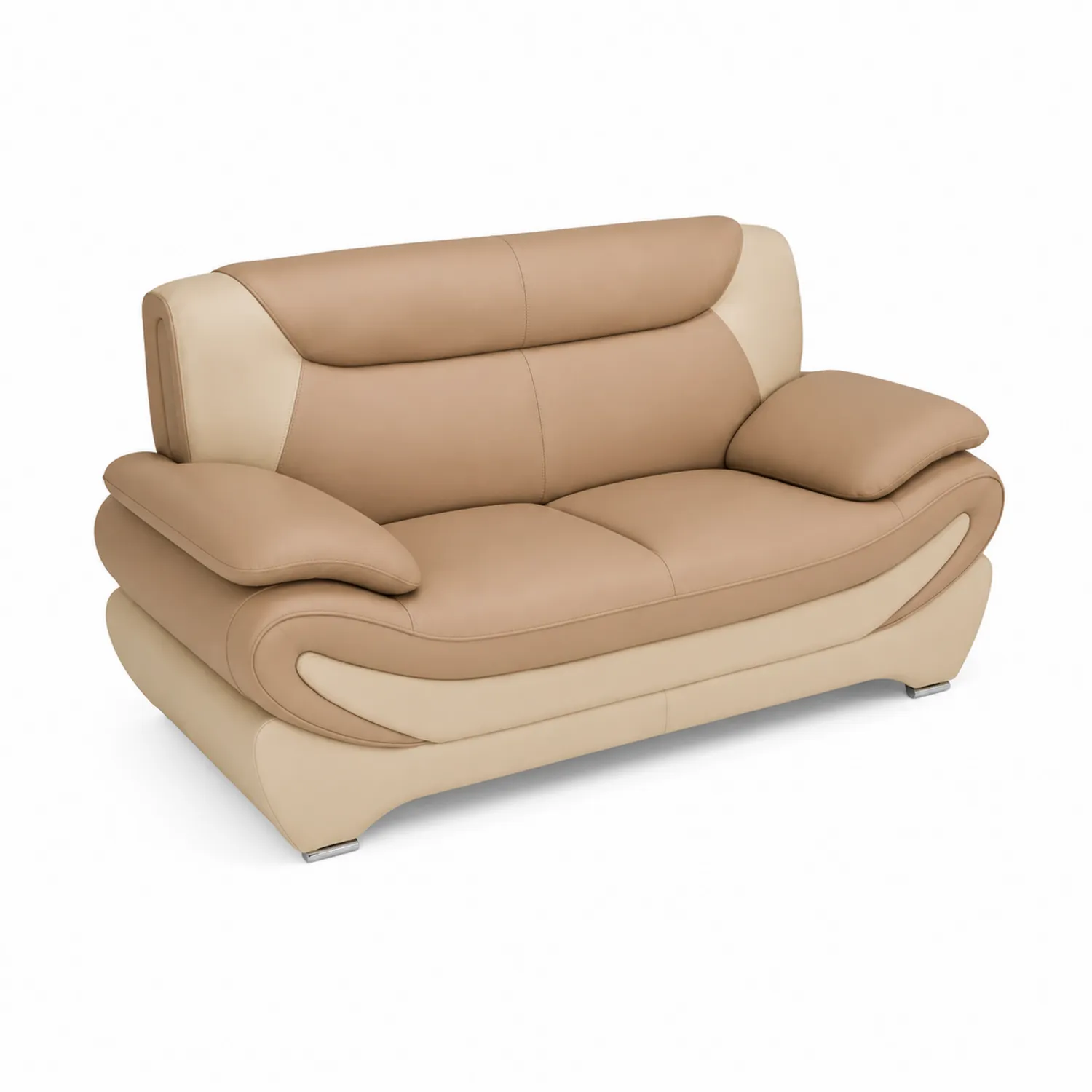 Zweisitzer Sofa Echtleder Beige/Braun